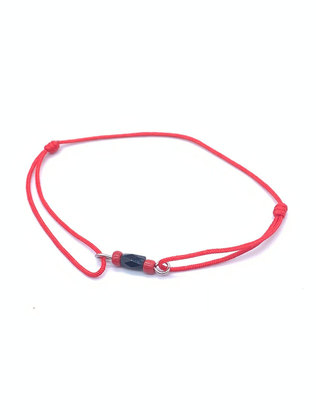 Red String Bead Stone Onyx Black Cool Bracelet Cord Adjustable 6in-10in pack x6