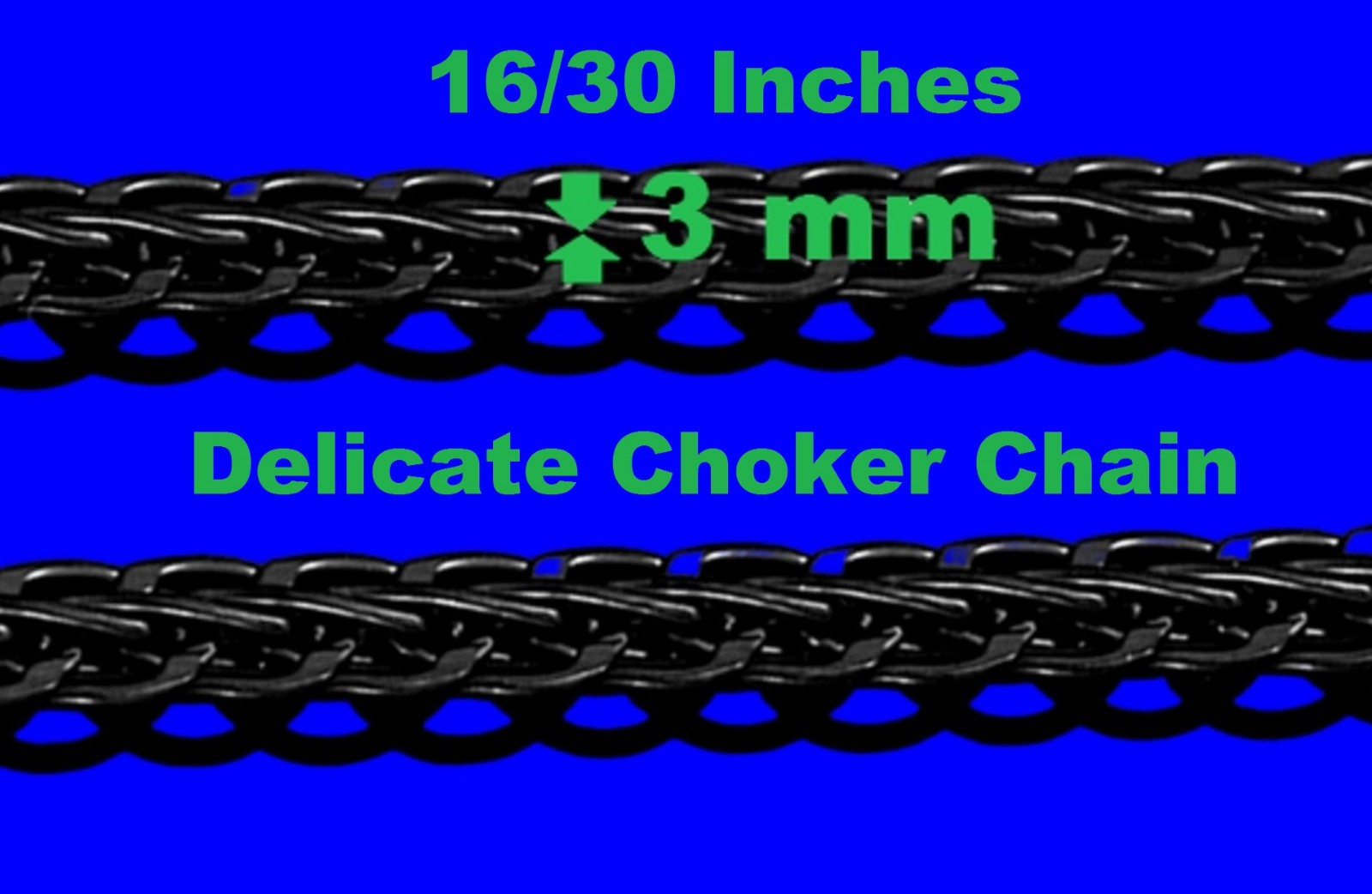 Chain Necklace Wheat stainless steel Black for men&women, 16/ 30 in, 3/4/5/6/7mm