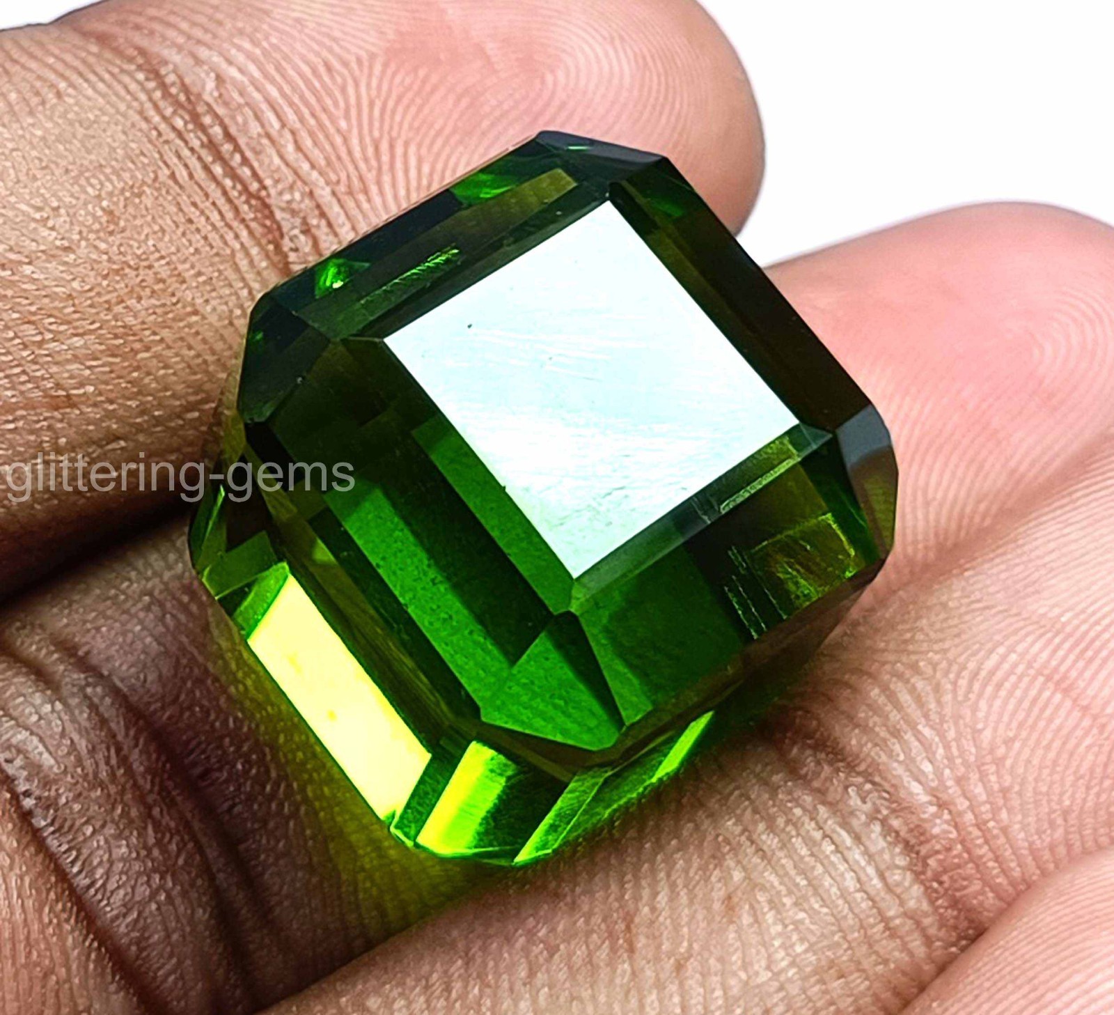 Natural Pakistani Green Peridot 39.10 Ct Cube Cut IGL Certified Loose Gem 5DOG