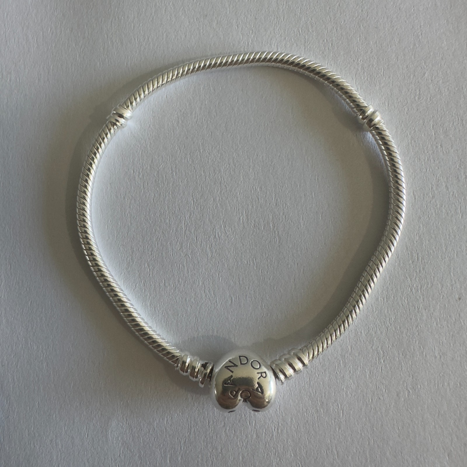 NEW Authentic Pandora Silver Bracelet HEART CLASP #590727CZ, Clear CZ