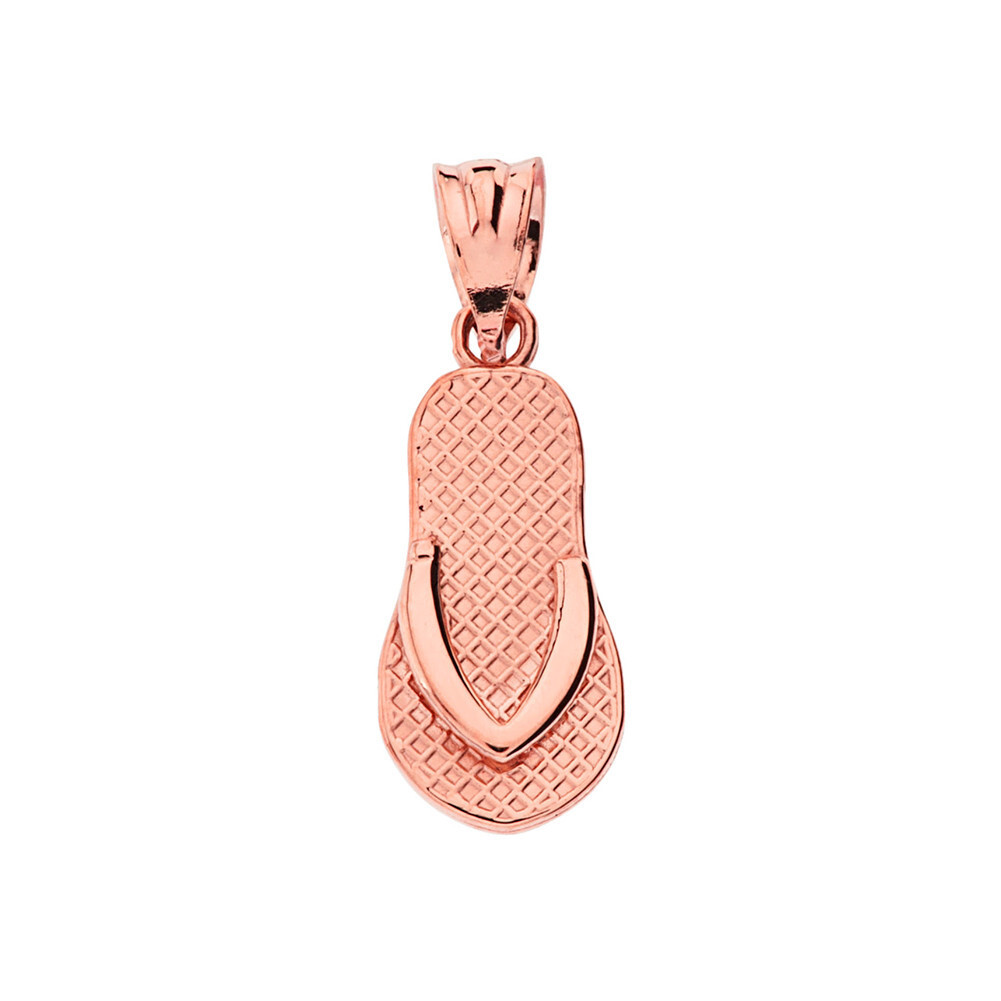 Gold Textured Flip Flop Pendant Necklace(Available in Yellow/Rose/White Gold)