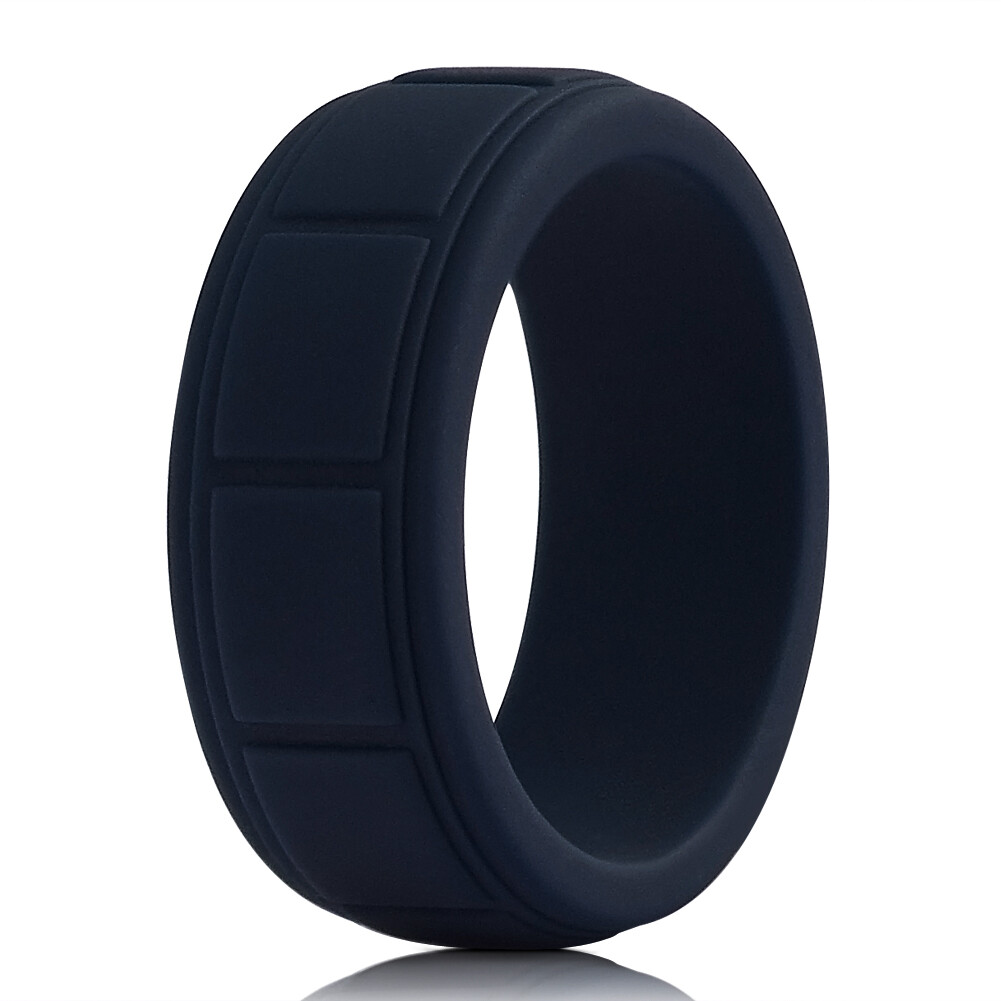 Medical Grade Silicone Wedding Ring Men’s Flex Fit Sport Rubber Band Size 8-13#