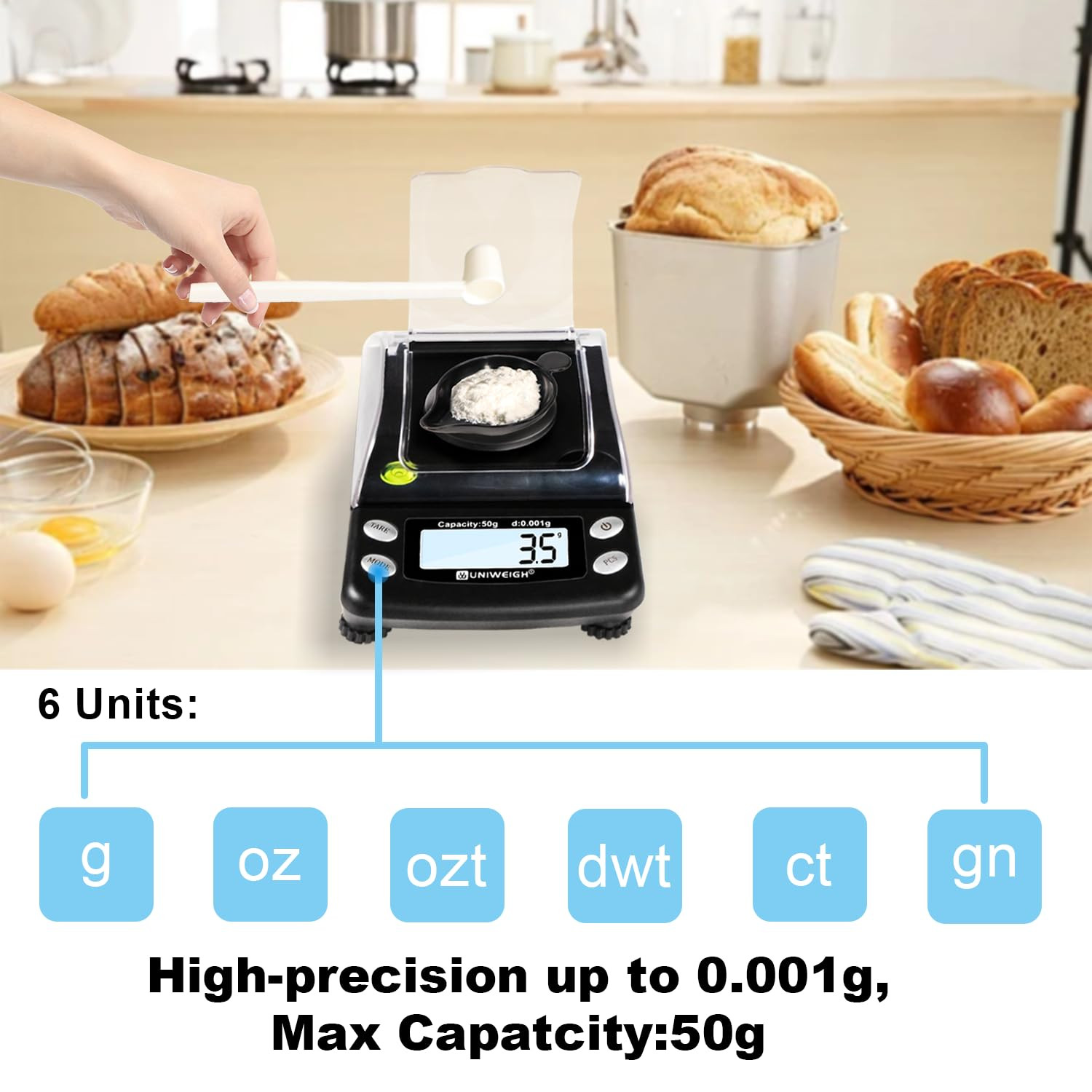 Digital Milligram Scale Accurate 0.001G/50G,Precision Mg Scale for Jewelry,Powde