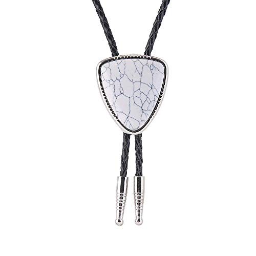 Triangle Nature Agate Shape Bolo Tie Western Cowboy Celtic Black 1-white Crack