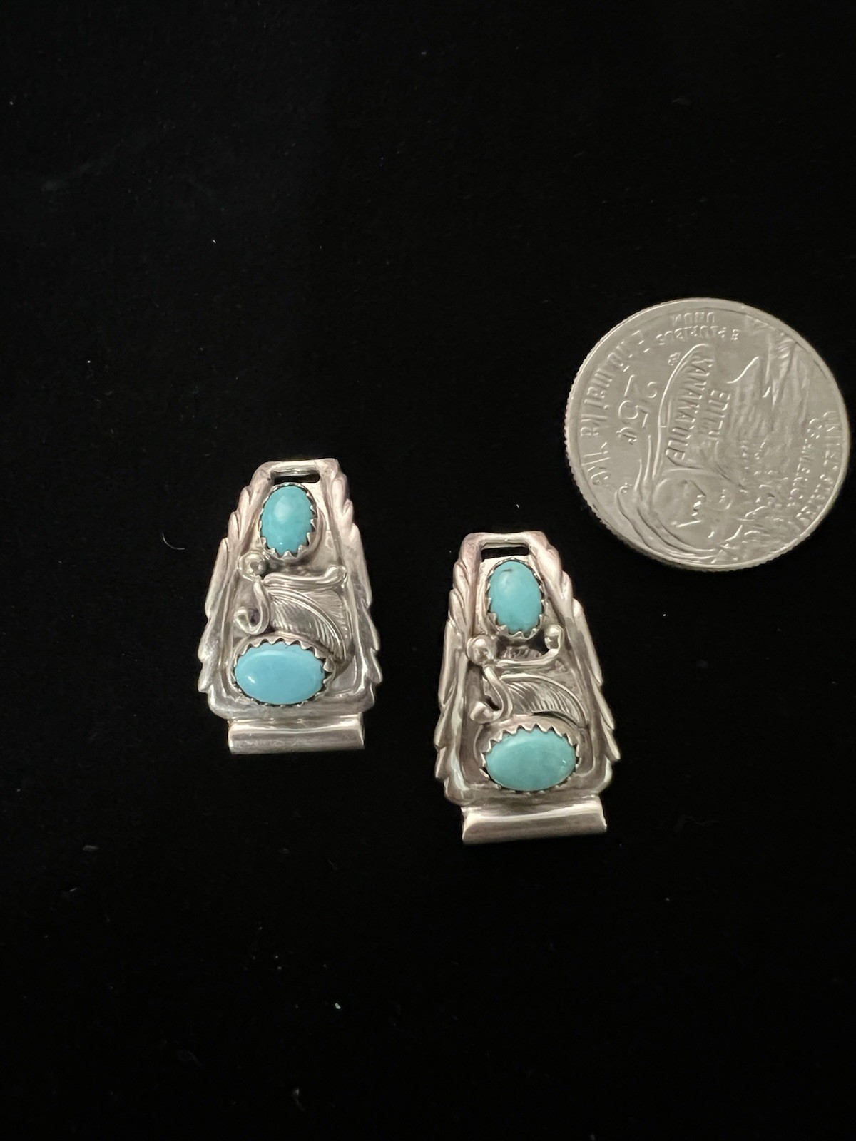 Vintage Sterling Native American Indian Handmade SMALL Watch-Tip LOT (4) Signed