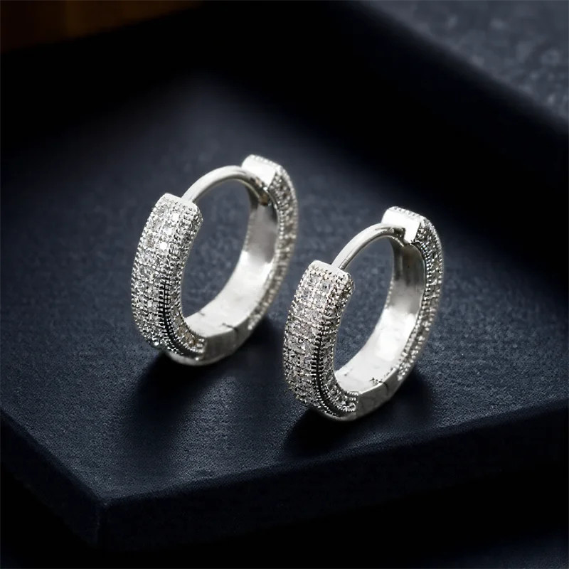 Female Male Multicolor Zircon Small Round Hoop Earrings For Men Women Minimalist