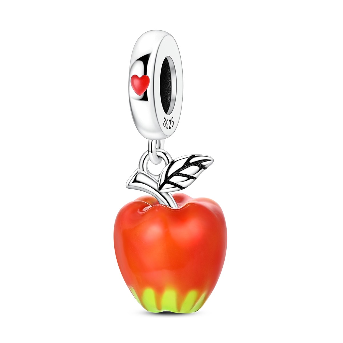 MULA 925 Sterling Silver Charm Enamel Glazed Apple Pendant for Women Bracelet