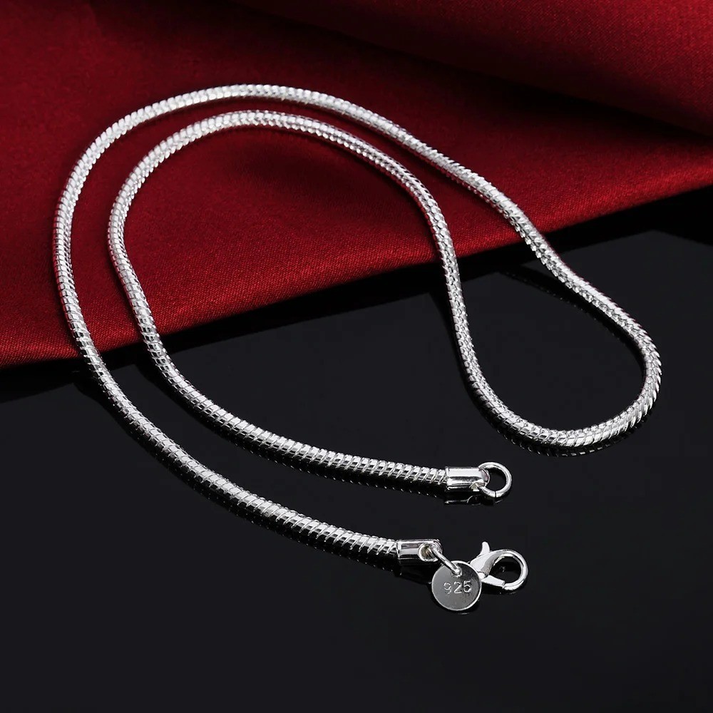 925 Sterling Silver Snake Chain Necklace 1MM 2MM 3MM 40-75CM Unisex