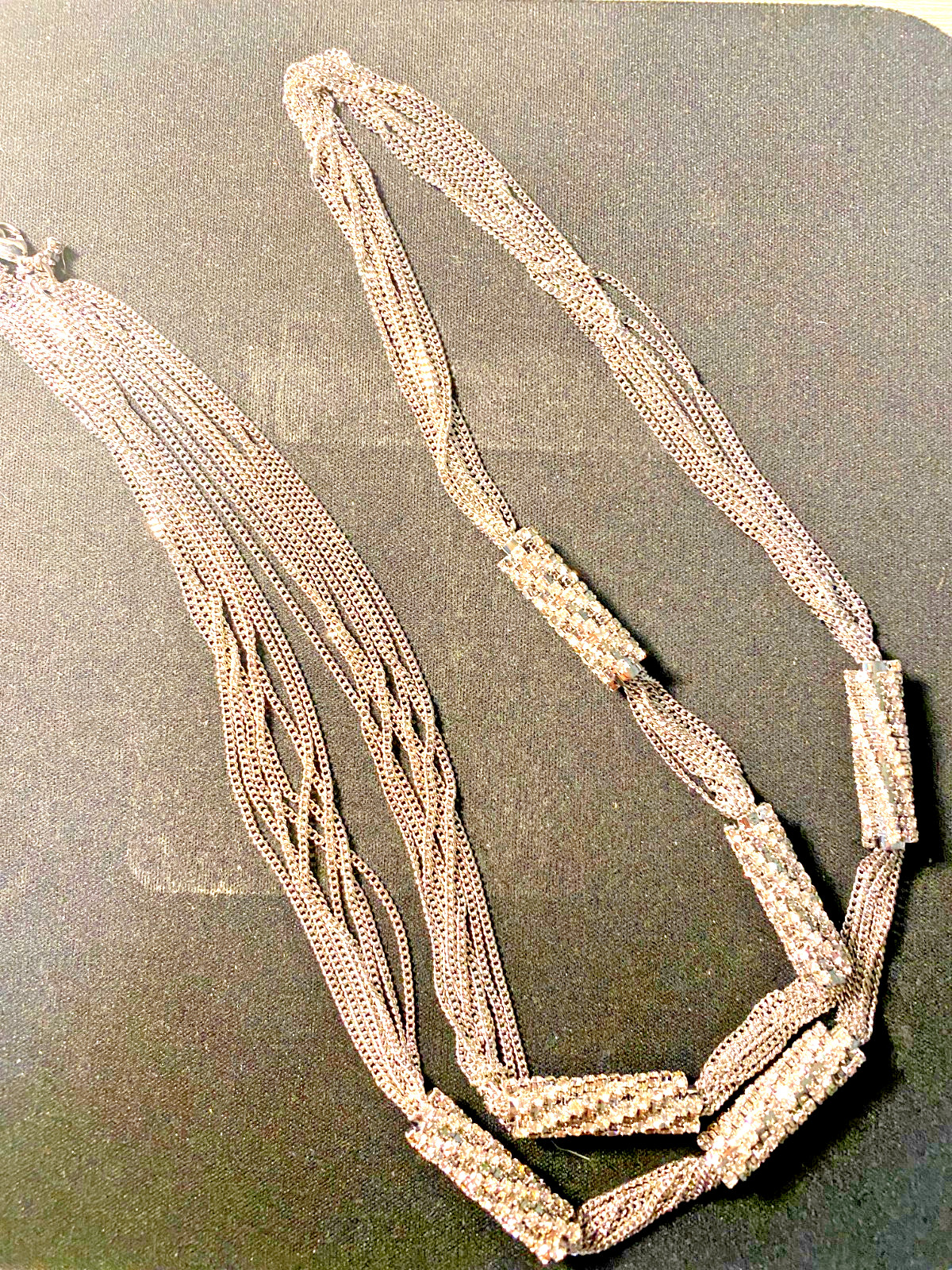 NWT ABS Silvertone necklace – rhinestone accents – 18″