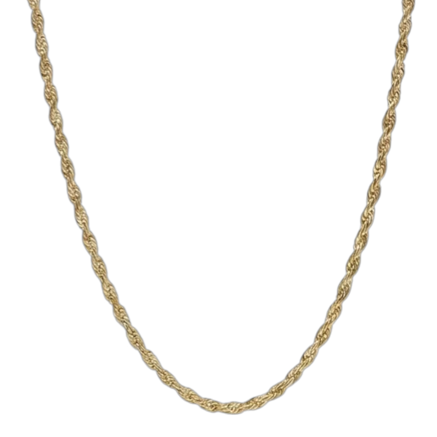 3mm 14K Steel Gold Rope Chain Necklace Men Women 16-30″ Italian Style Necklace