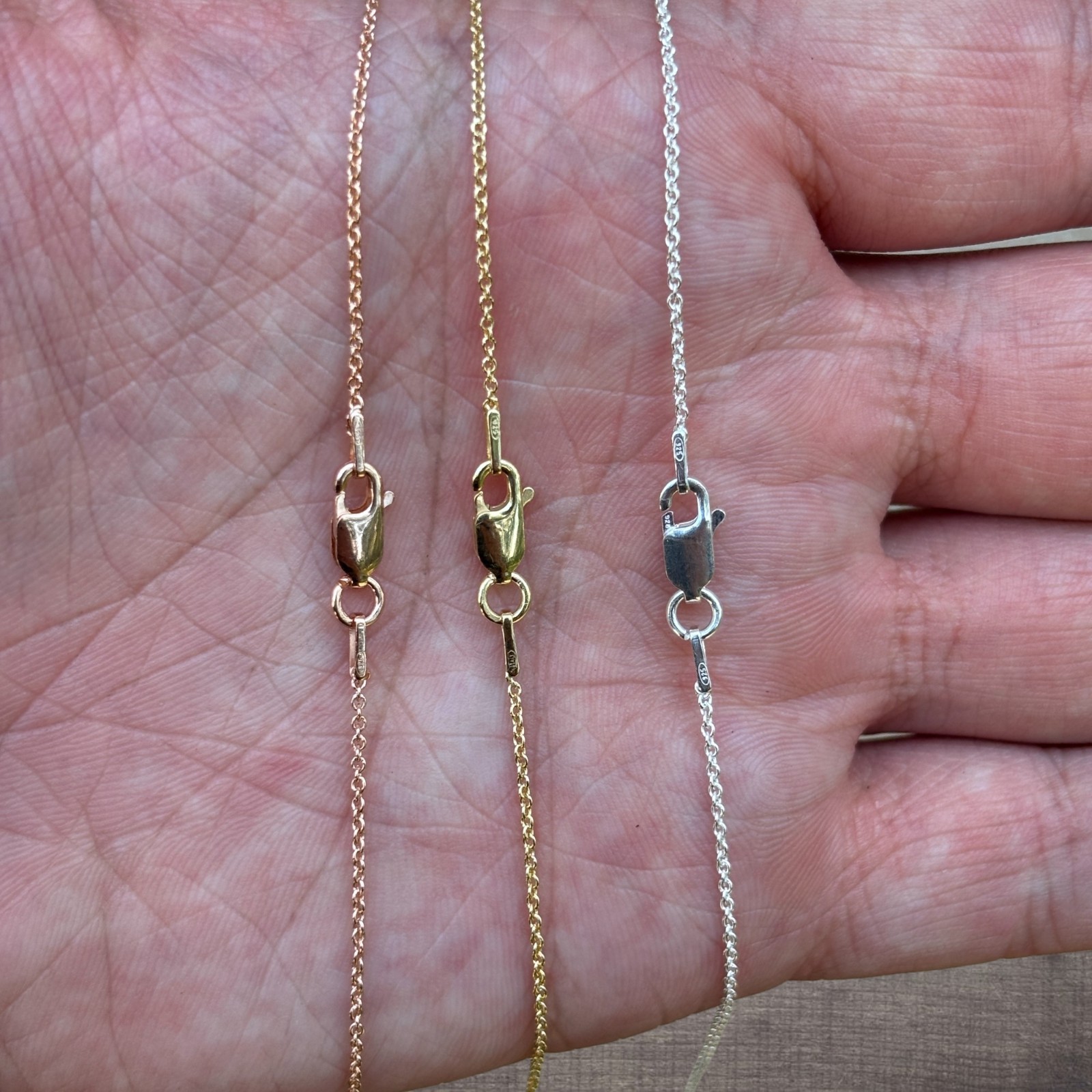 1mm Cable Link Chain – Real Solid 925 Sterling Silver Or 14k Gold/Rose Vermeil