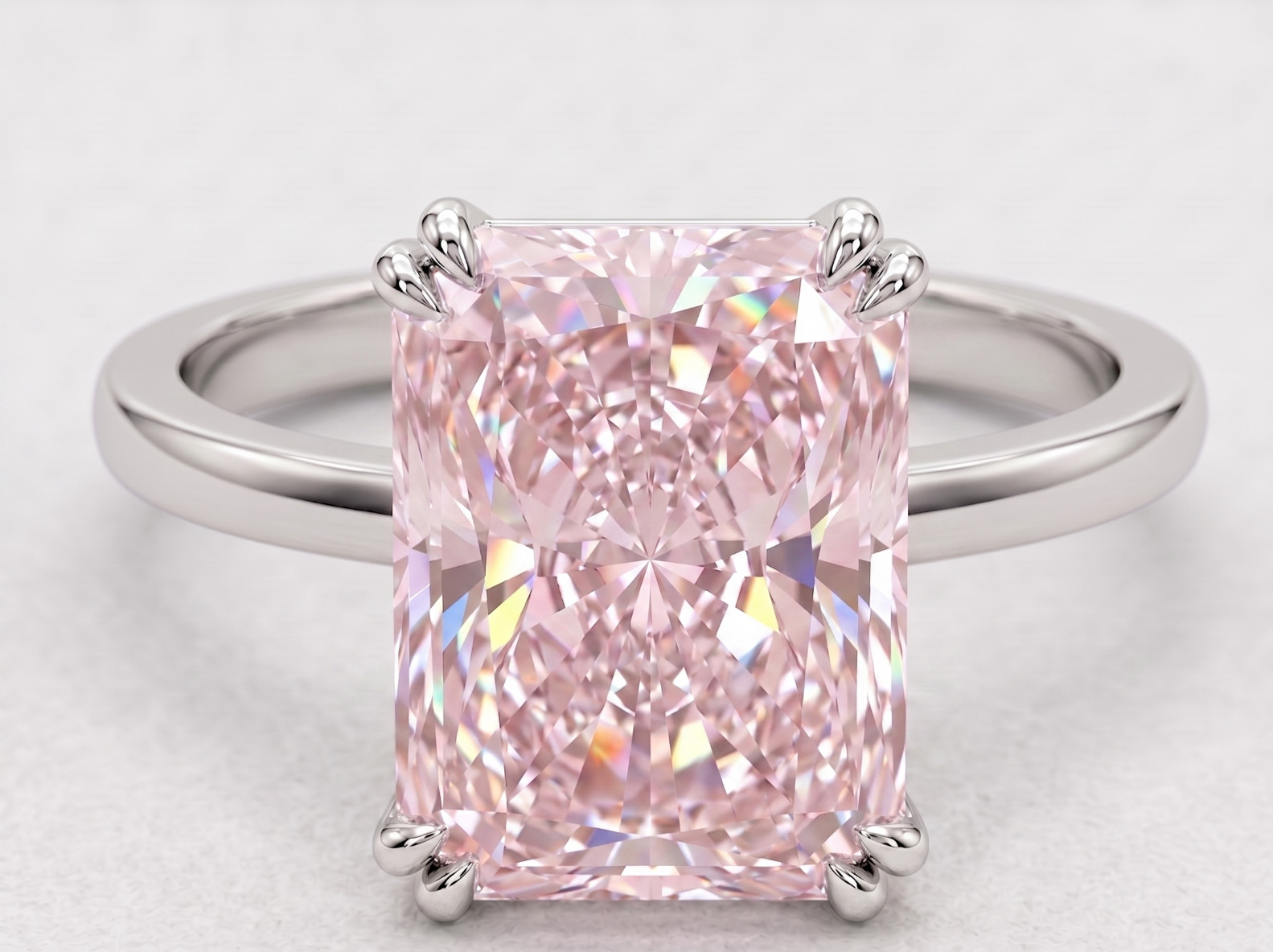 8.00 Ct Certified Radiant Cut Pink Natural Diamond Ring VVS1 White Gold Finish