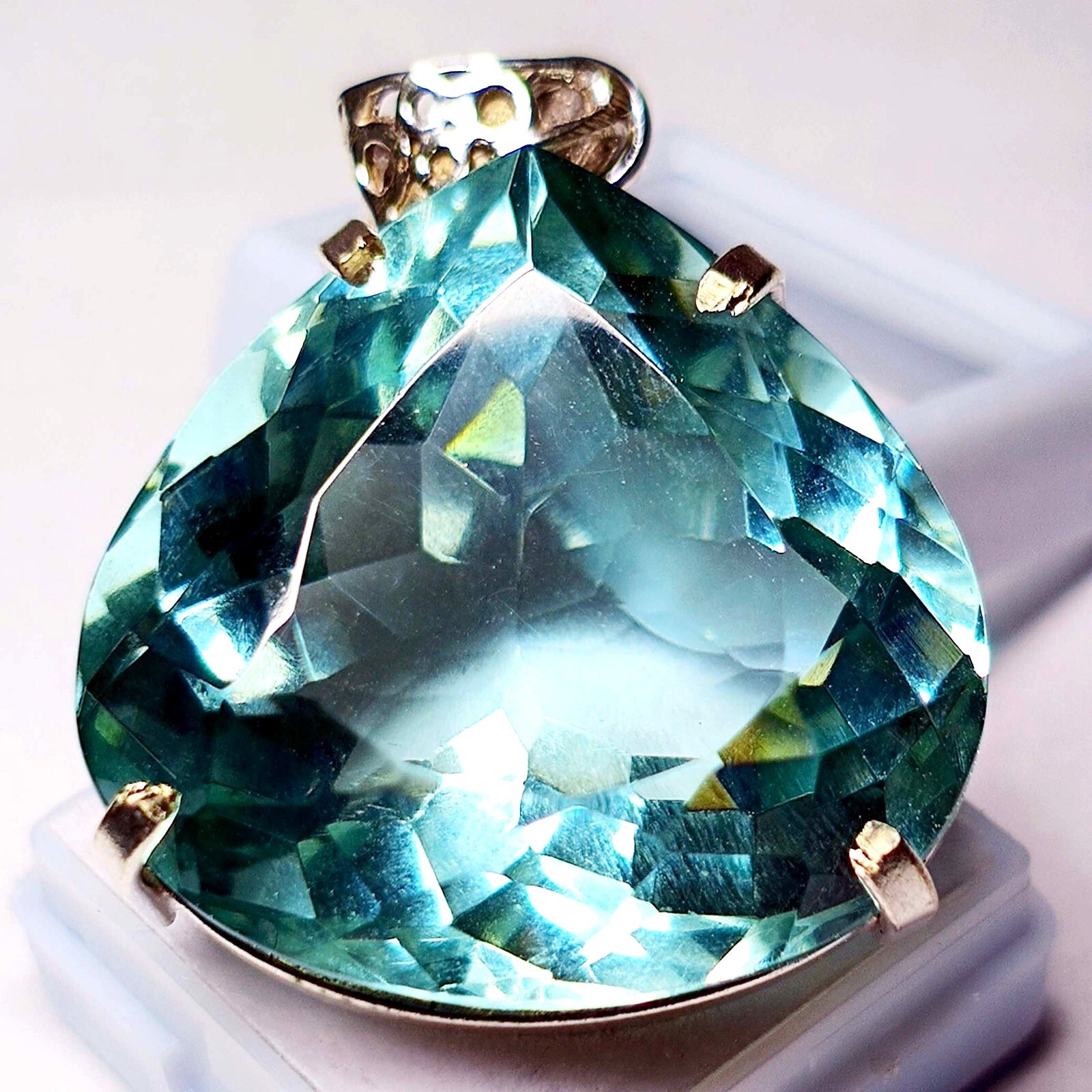Water Blue Topaz Pear Cut 112.20 Ct Locket EGL Certified Natural Gemstone PD017