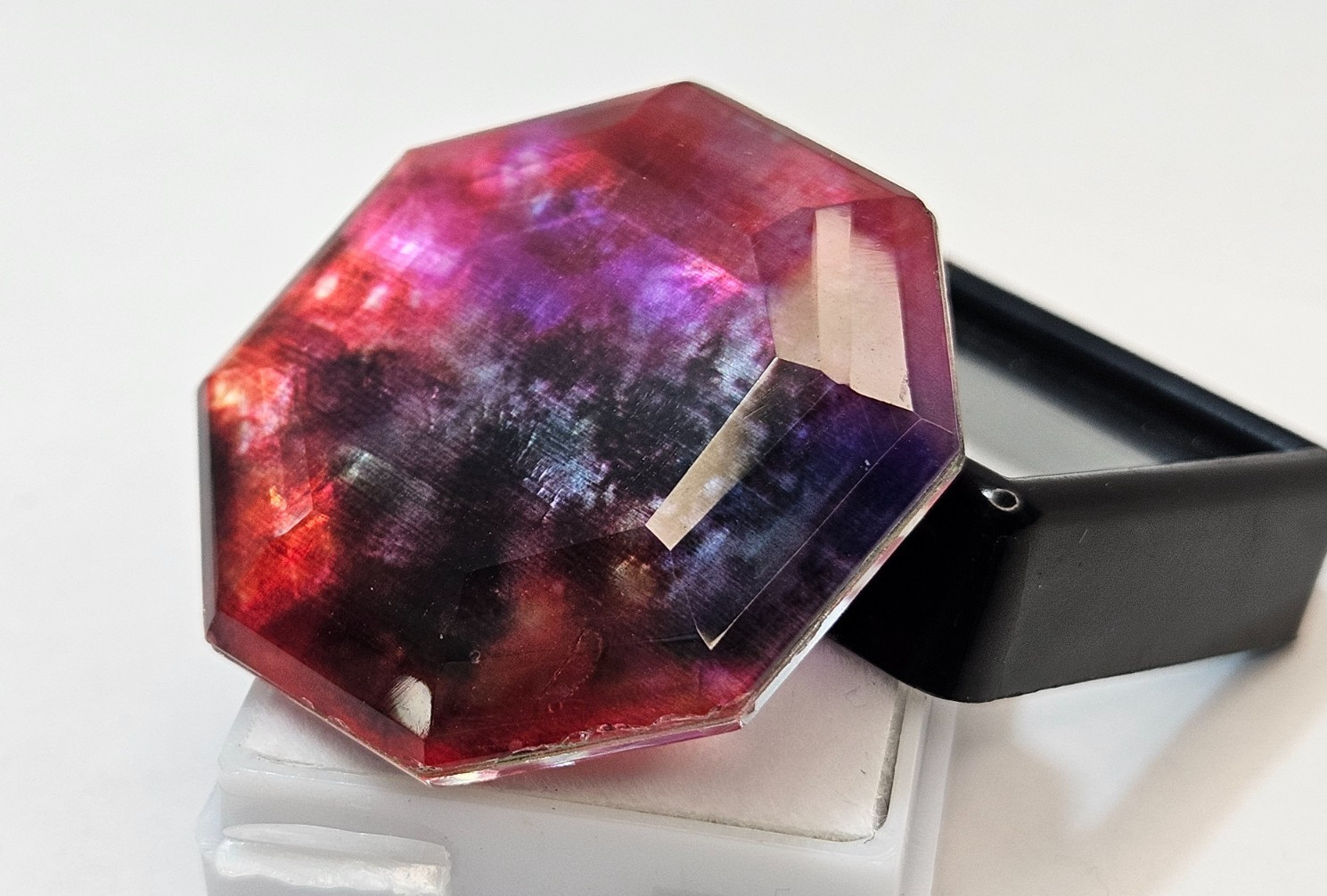 Opal-like Organic Doublet Opal HUGE Ammolite Hexagon Cut 65 Ct Gemstone