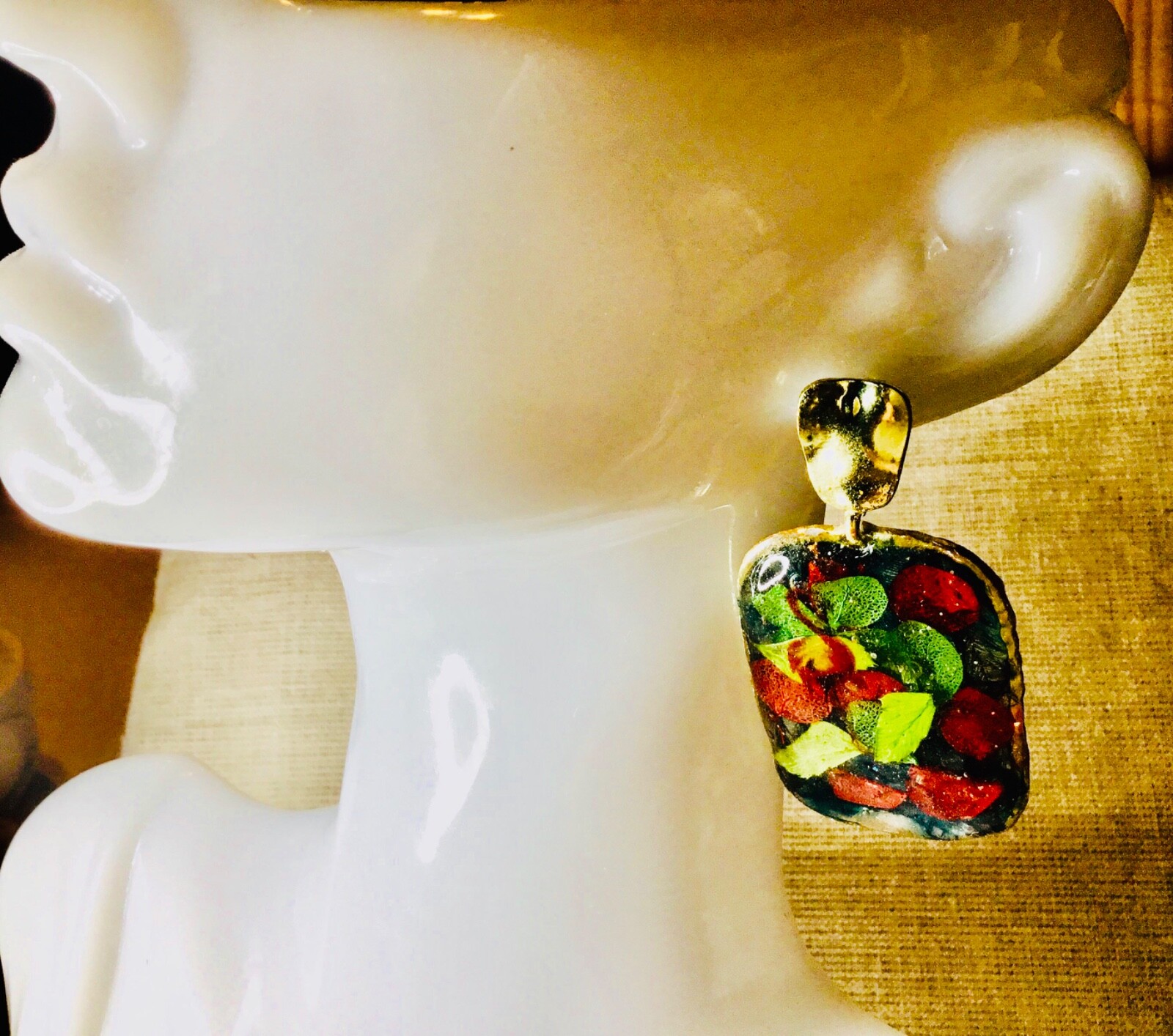 Flamingo Drop Earrings with Real Flowers, Colorful Confetti Earrings set of 2