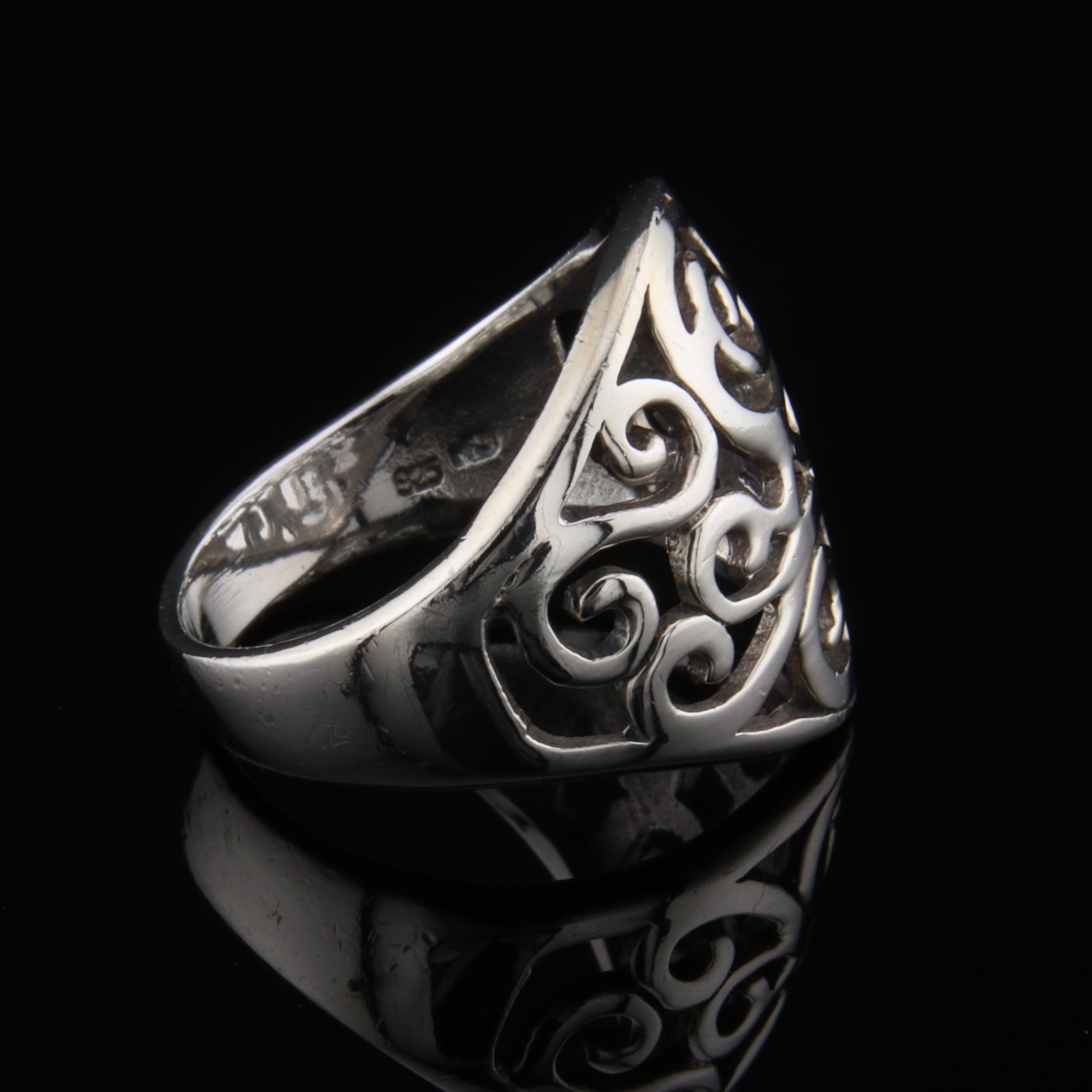 Sterling Silver Scroll Statement Ring Size 6.5