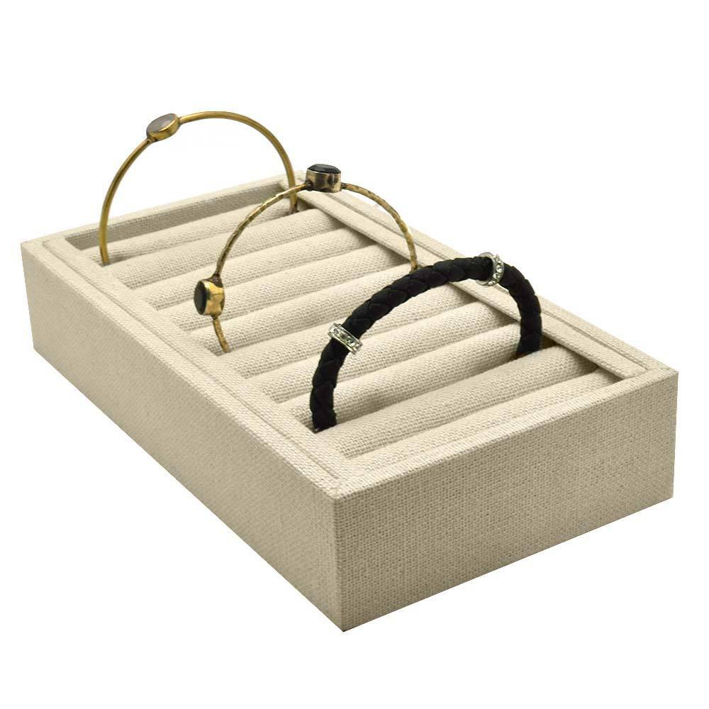 Tan Linen Jewelry Bangle Display Organizer Tray ~ 2 Different Sizes