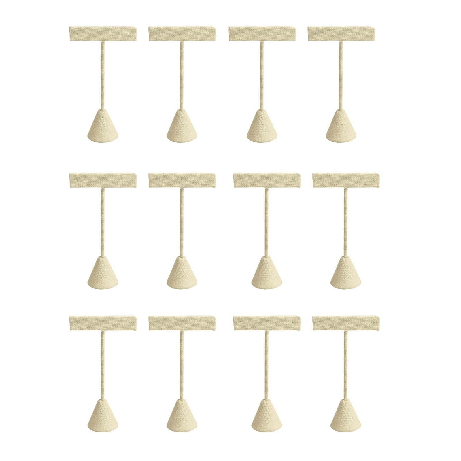 Modern Beige Linen Earring Display T Stand Display Showcase Jewelry Display