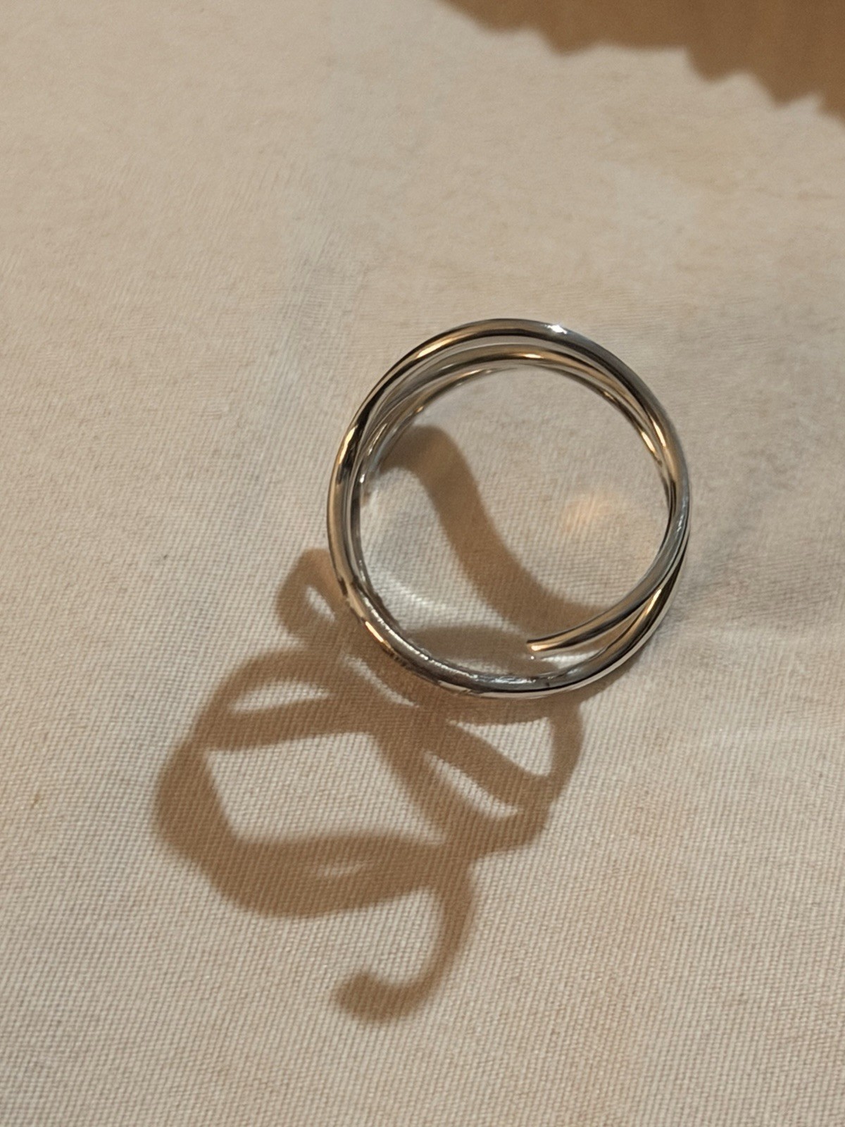 Silver Tone Adjustable Crisscross Swirl Multi-Band Wrap/Coil Ring Size 8