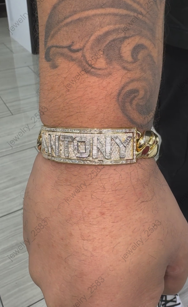 Mens New Arrival! Cuban Link Custom Baguette Real Moissanite Bracelet 925 Silver