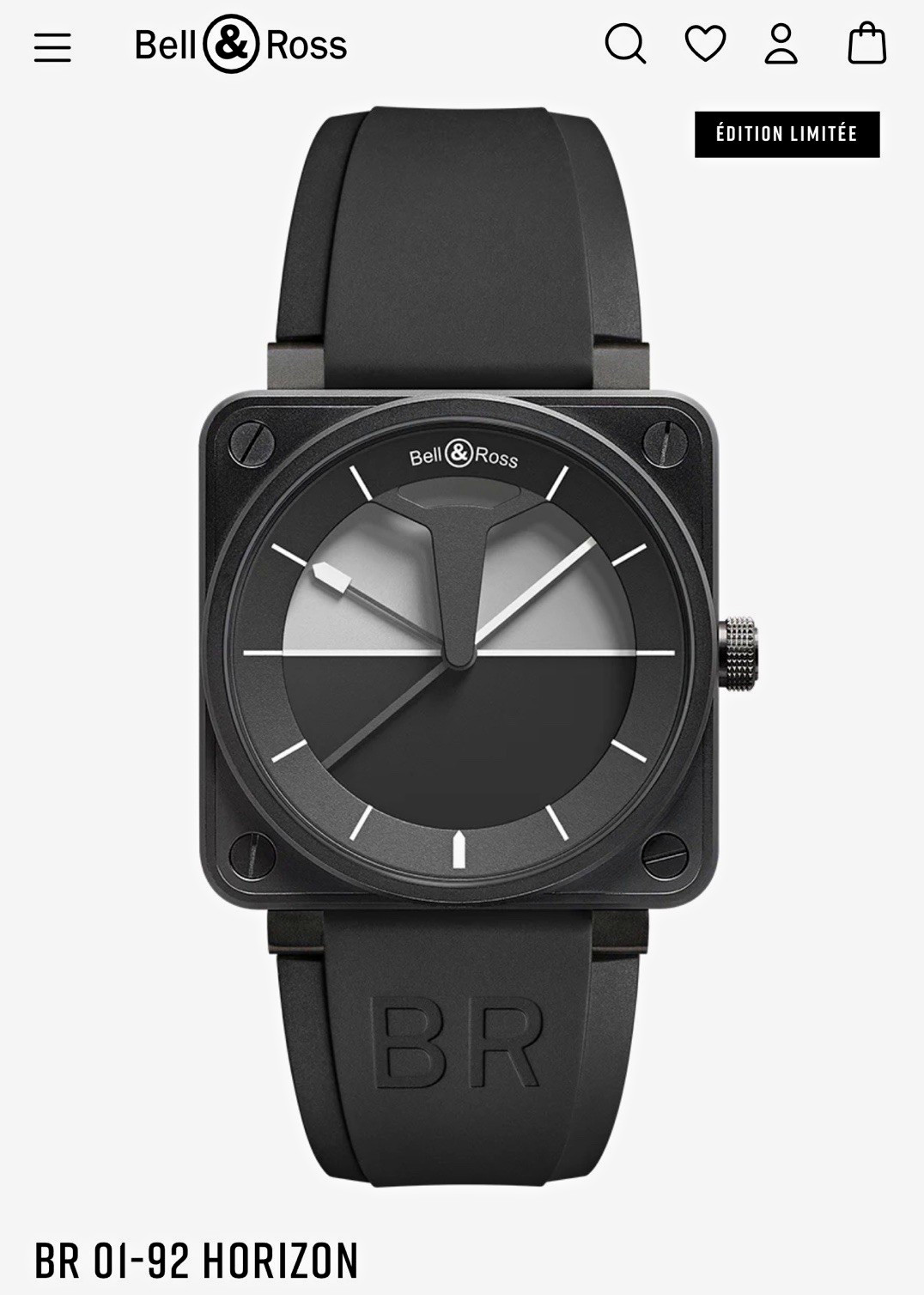 Bell & Ross BR 01-92 HORIZON Limited Edition 46mm Ceramic Auto Black Rubber