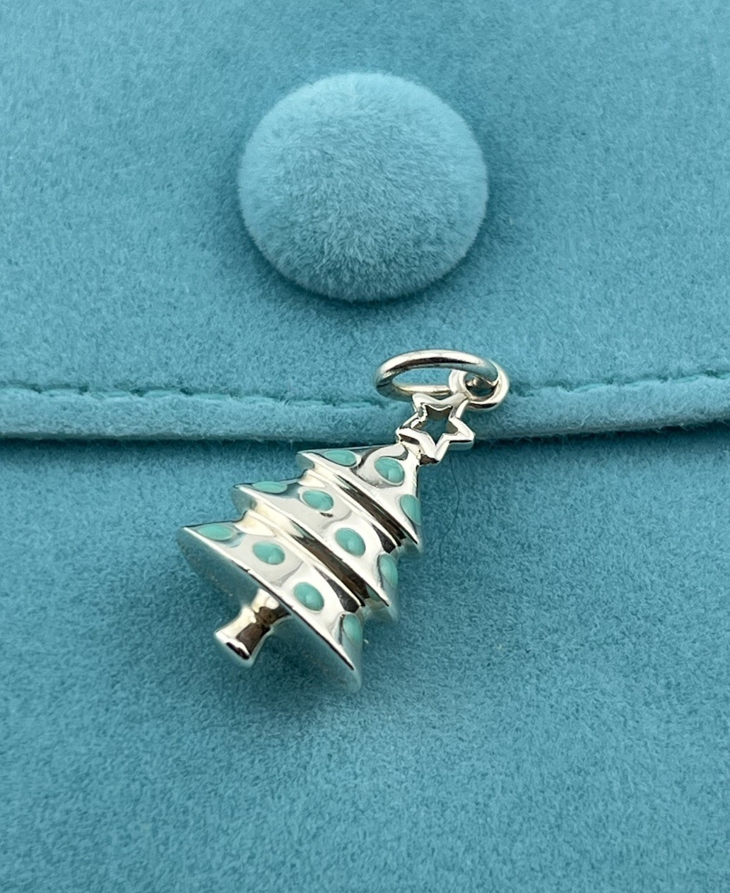 Tiffany Co Christmas Tree Charm Pendant Blue Enamel, Tiffany Blue Enamel Charm