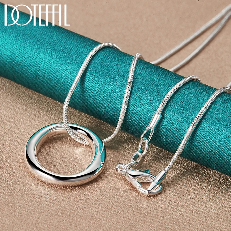 925 Sterling Silver Round Jewelry Set Necklace Bracelet Ring Earrings Gift