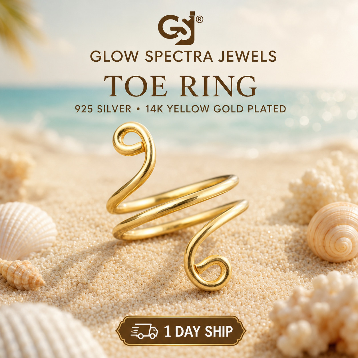 Wire Wrapped Toe Ring Women Solid 925 Sterling Silver 14k Yellow Gold Plated