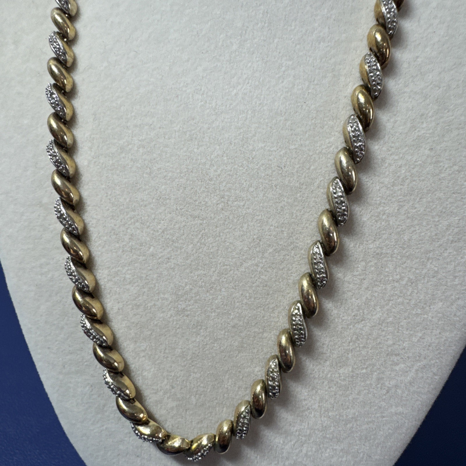 Braided Design Two-Tone w/ Gold Finish Sterling Silver Chain 17in 28.84 grams