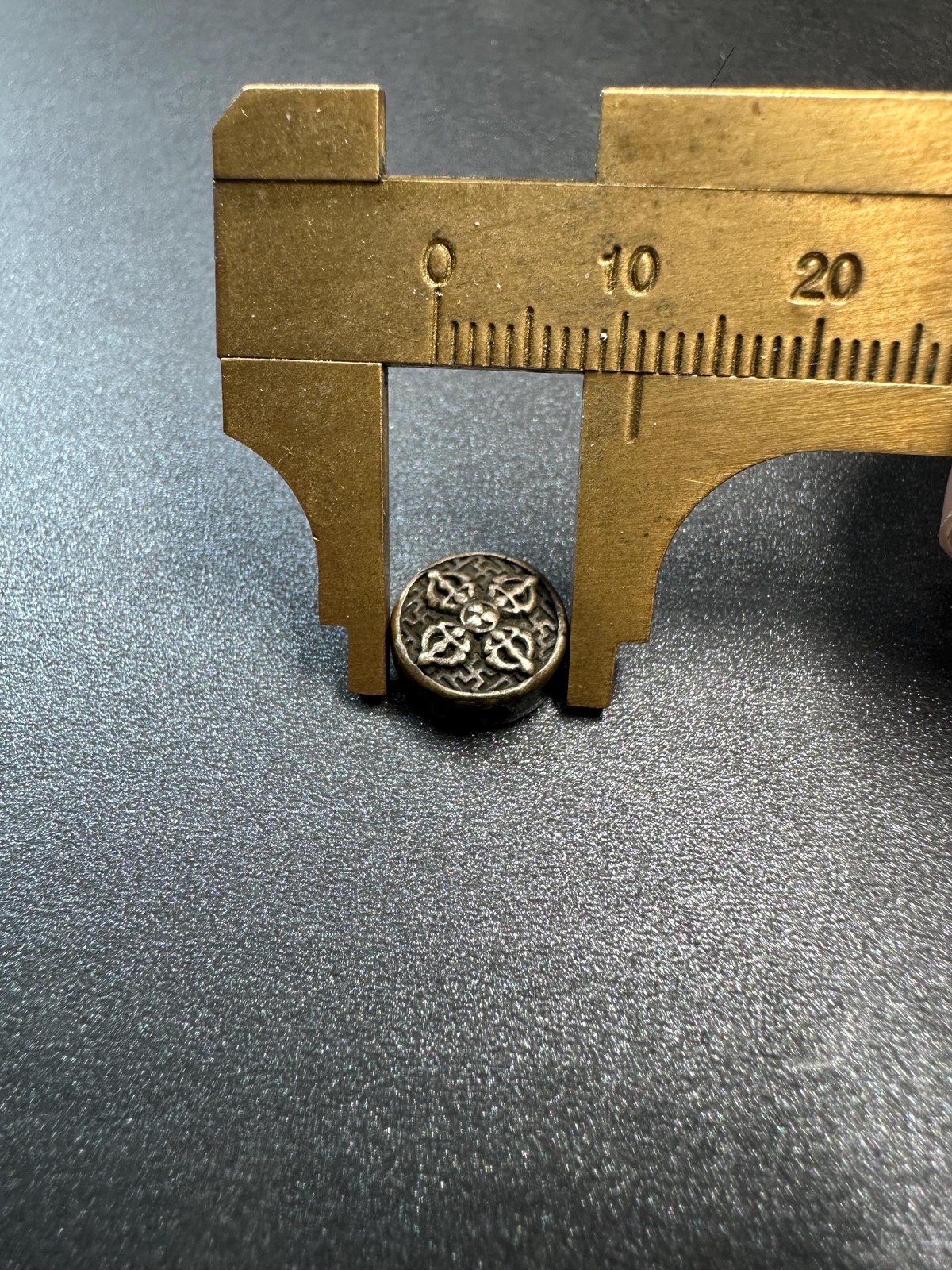Tibetan Brass Spacer Bead – Double Sided Vajra Pattern, Antique Style Nepal Mal