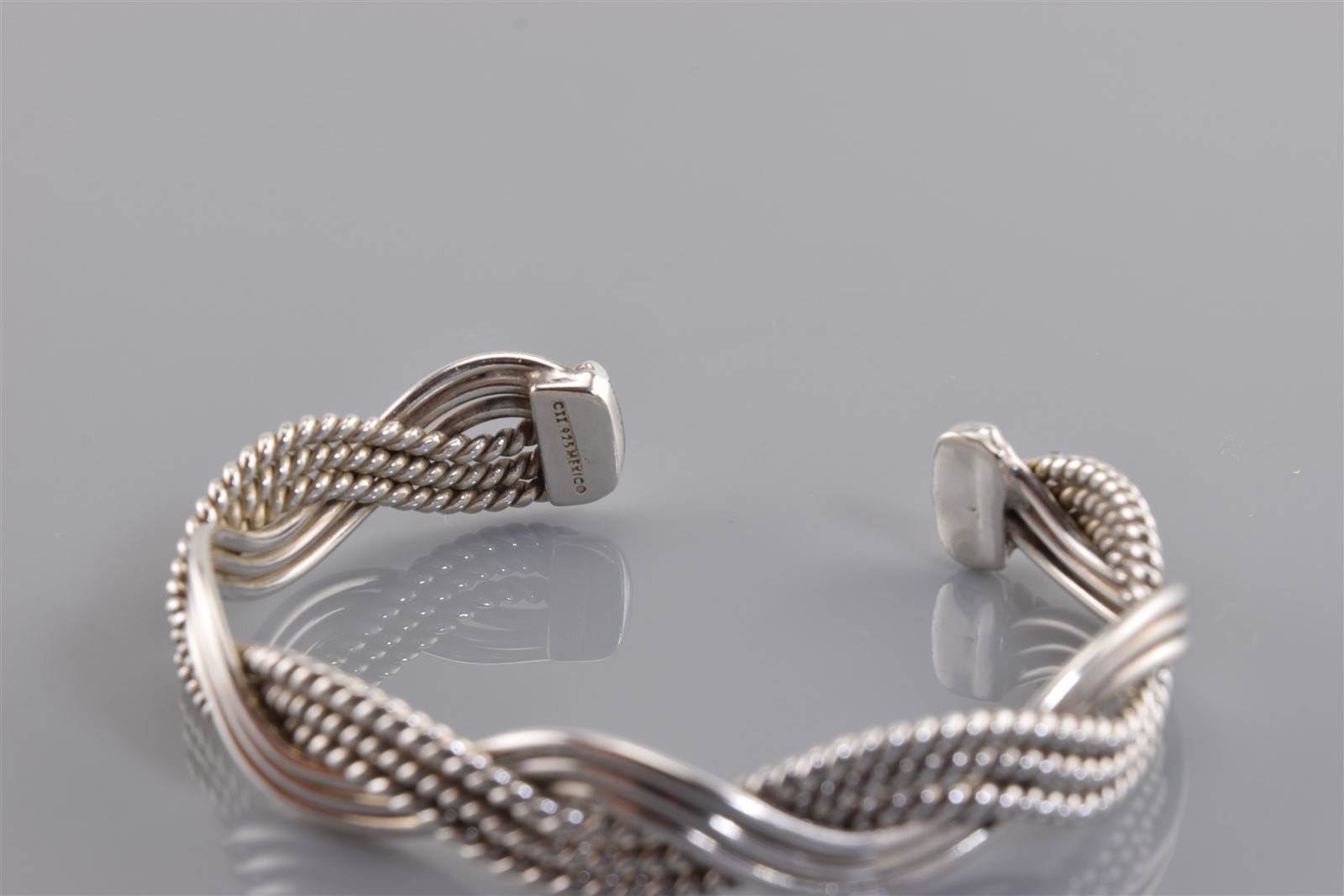 CII Sterling Silver 10mm Over & Under Cable Cuff 925 Bracelet 22g Mex 6.25″