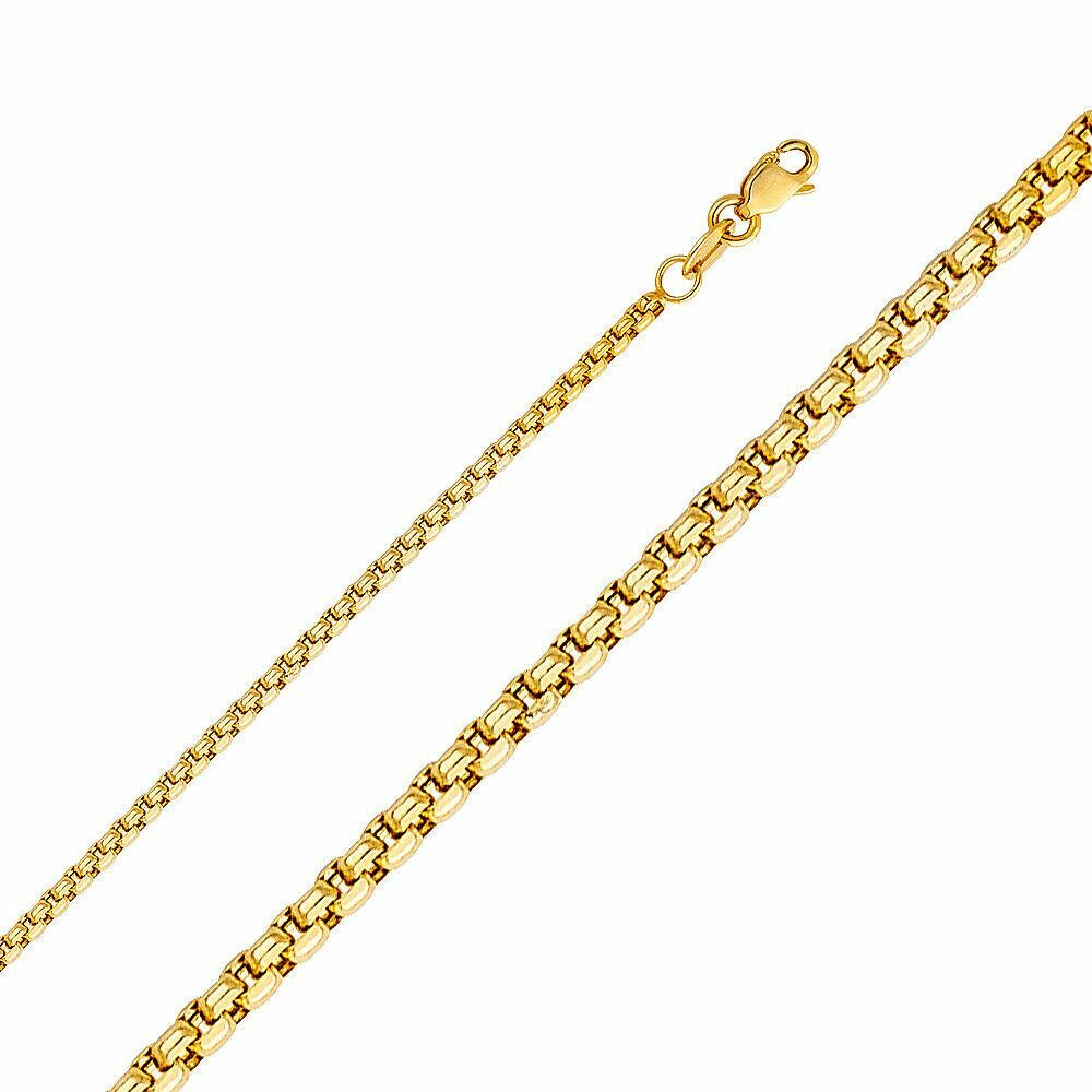 1.8MM Solid 14K Yellow Gold Round Box D.C Chain Necklace 16-24″