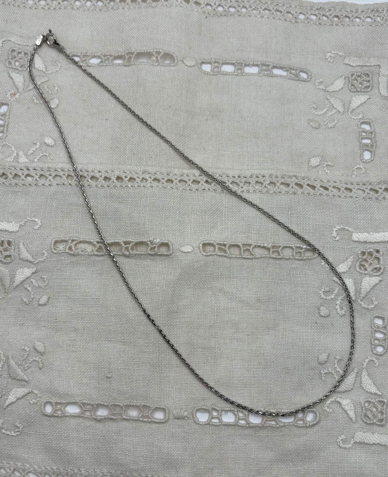 Signed Milor Italy 925 Sterling Silver Spiga Wheat Chain Necklace 18” Long 1.5mm