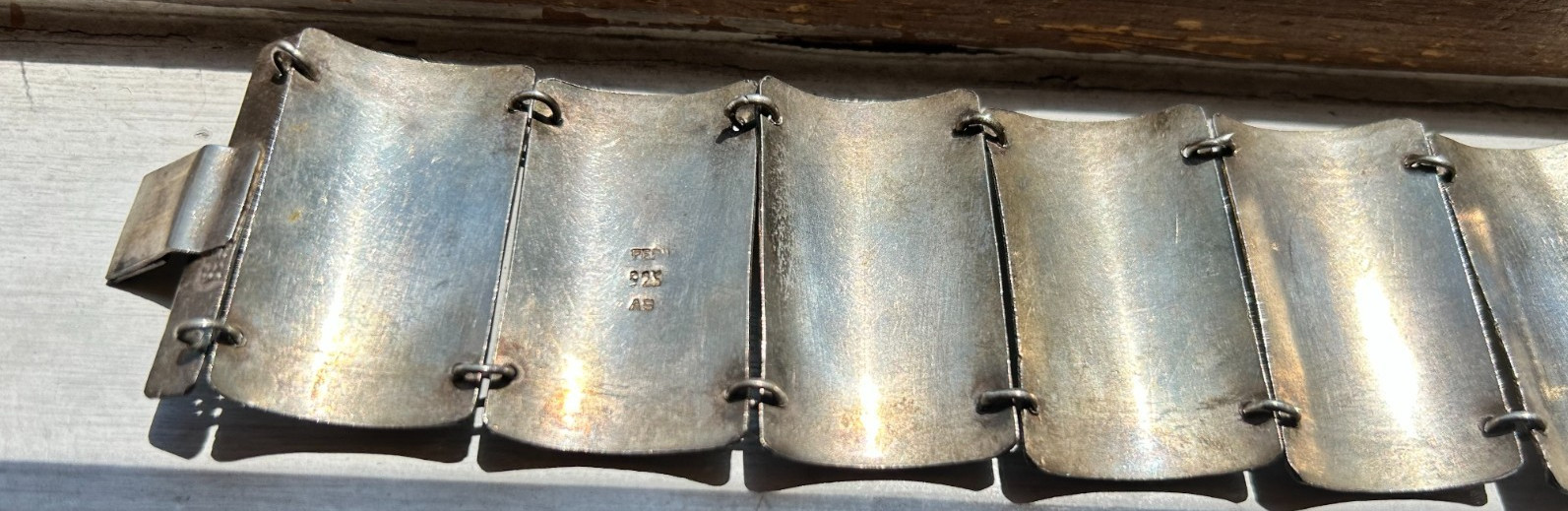 Vintage Peruvian Sterling Silver Panel Storyteller Bracelet 925 Signed AS 69g