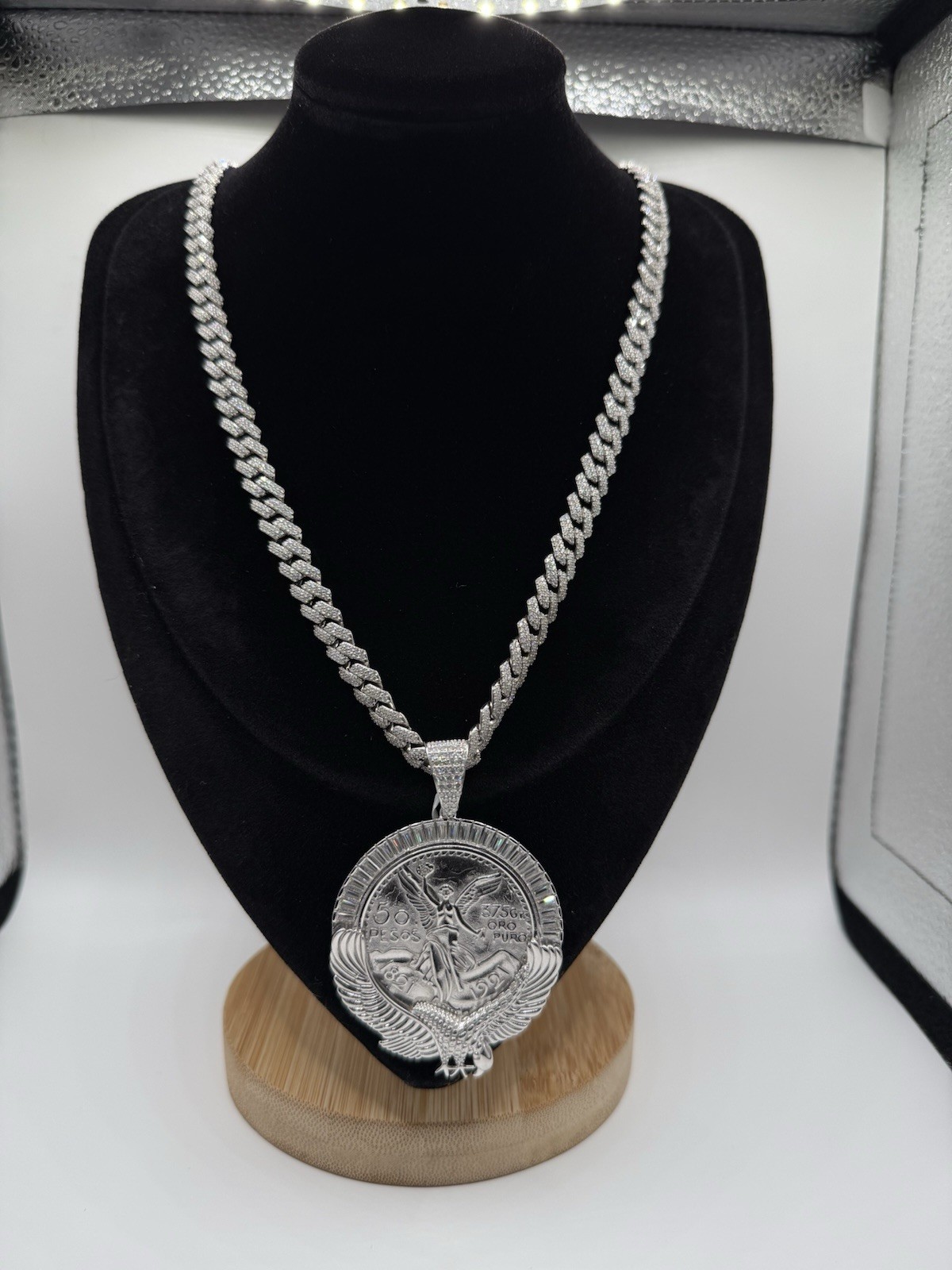 Solid Sterling Silver Moissnaite Chain 24” 8.8mm W 925 Centenario W Moissnaite