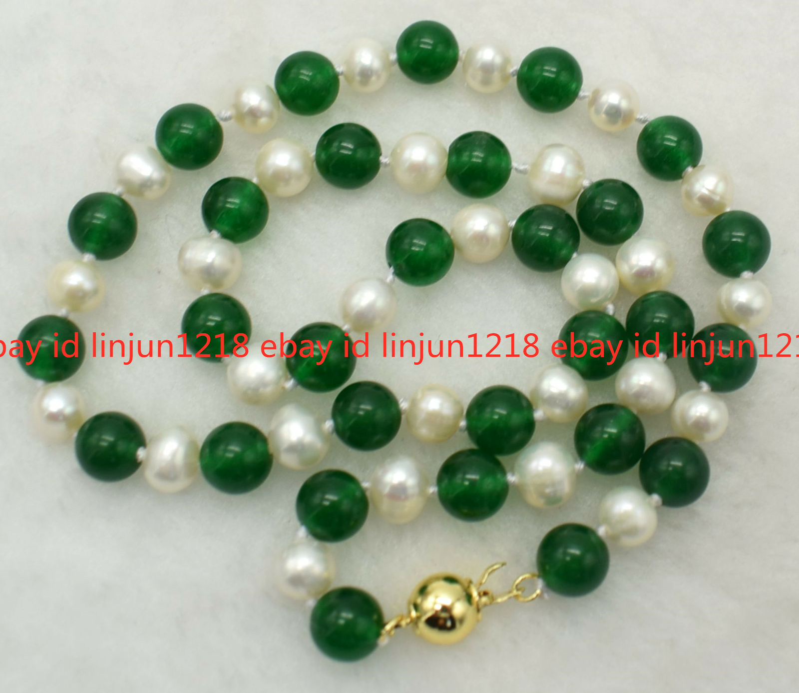 8mm Green Jade 7-8mm White Pearl Beads Necklace 18/24/36/50inches