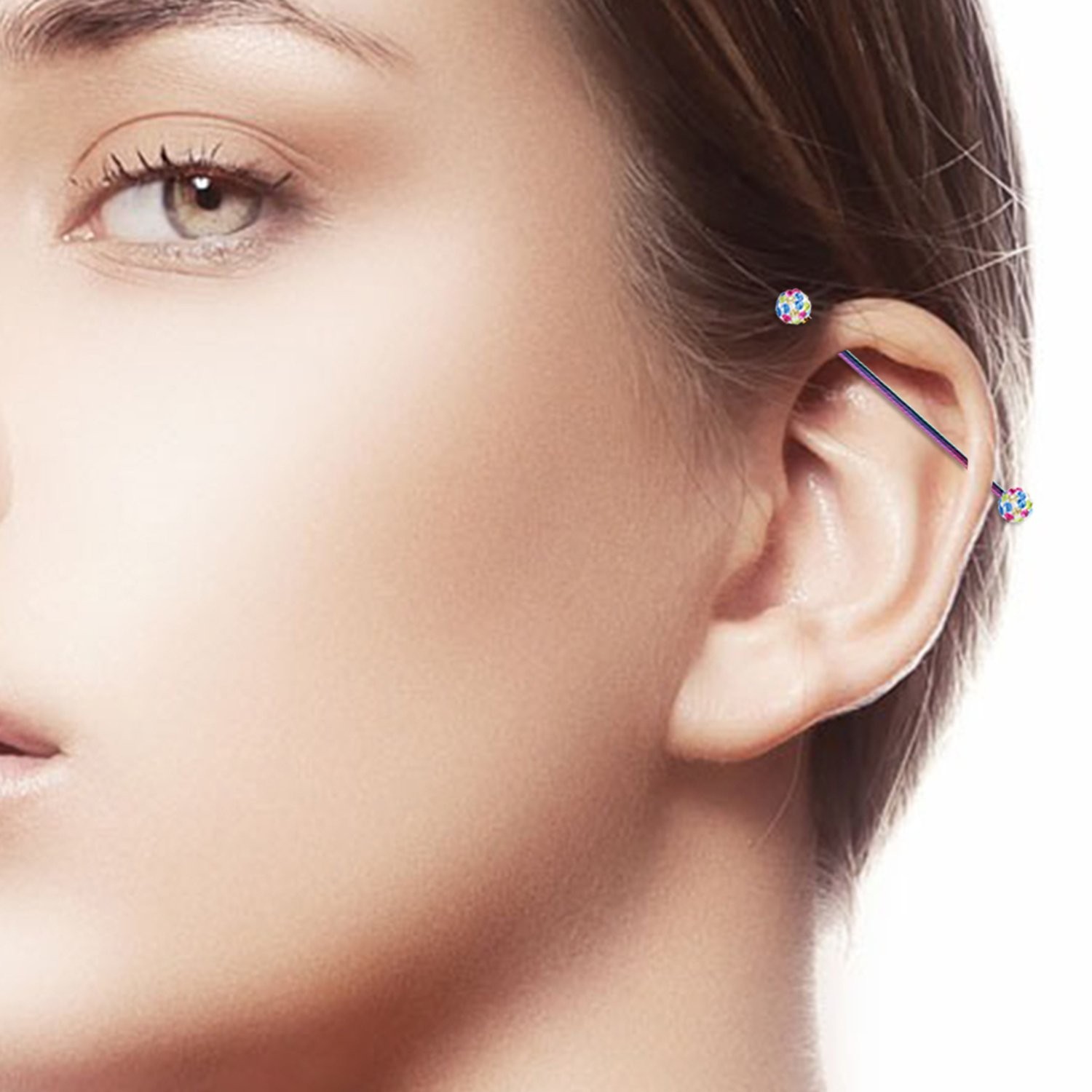 7PCS 14G 38mm Industrial Barbell Earrings Arrow Ear Cartilage Piercing Jewelry