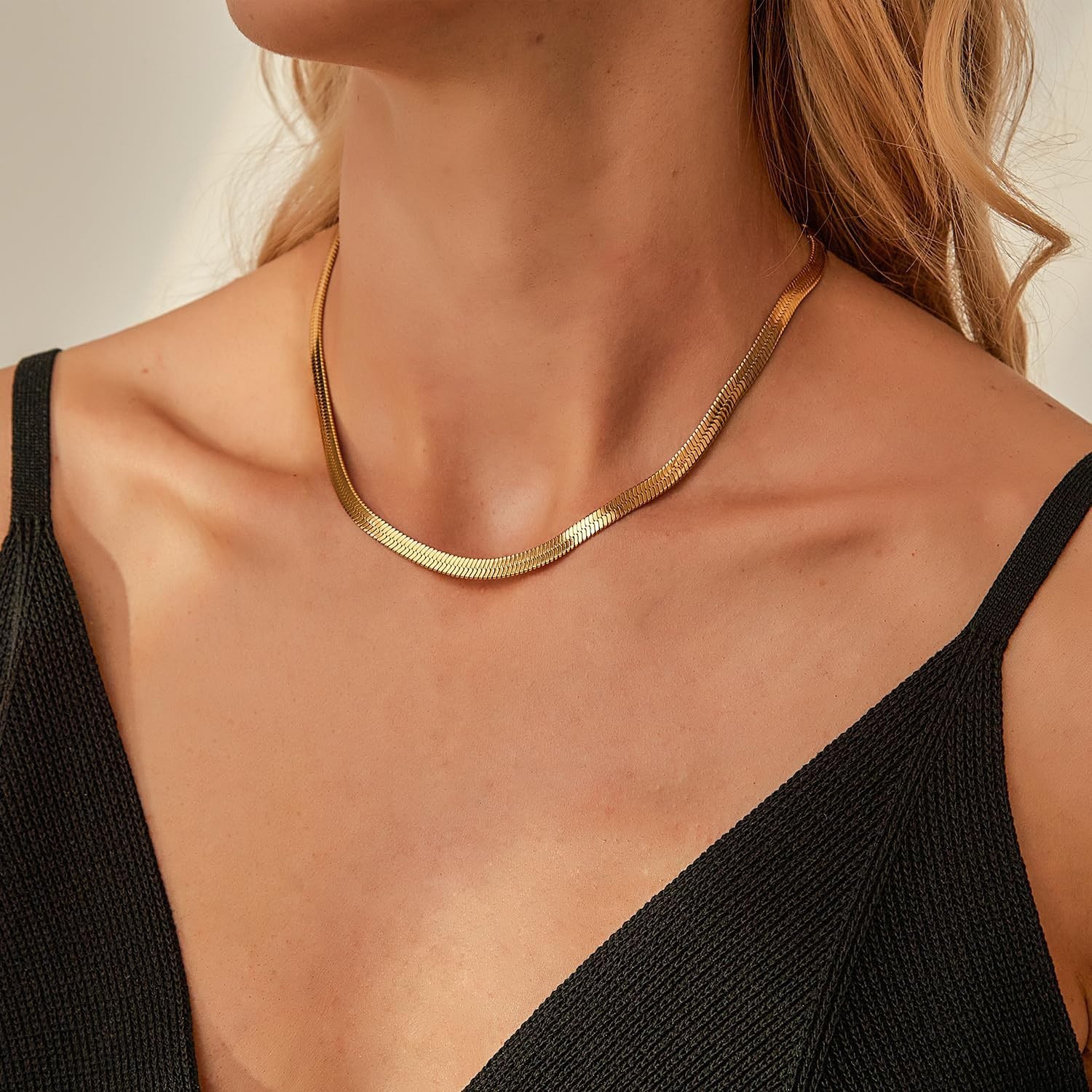 Versatile Herringbone Necklace 16-24 Inches – Gold Plated Charm for Women