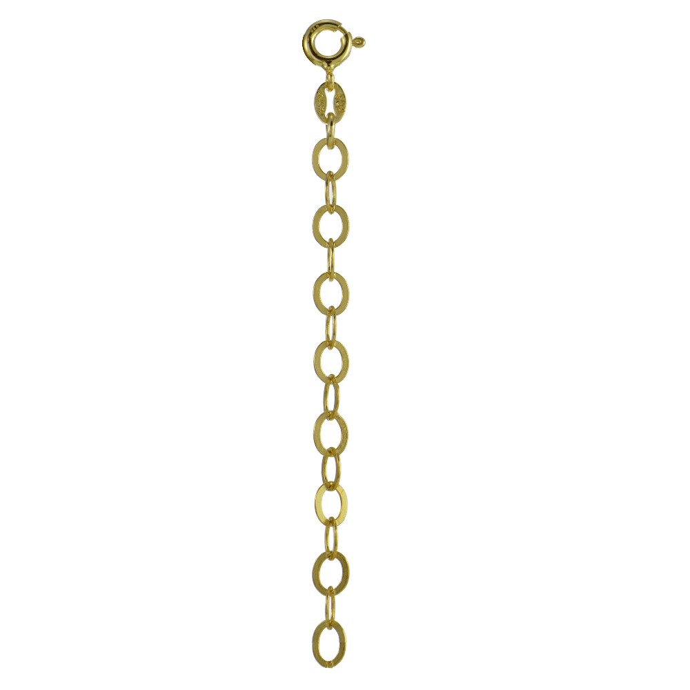 Gold Tone over 925 Silver Flat Oval Link Extender for Pendants Necklaces, 5.5″