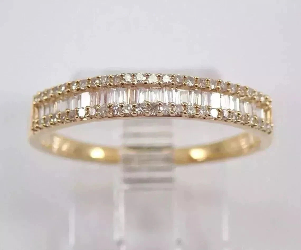 2Ct Baguette Cut Lab-Created Diamond Wedding Band Ring 14k Yellow Gold Plated