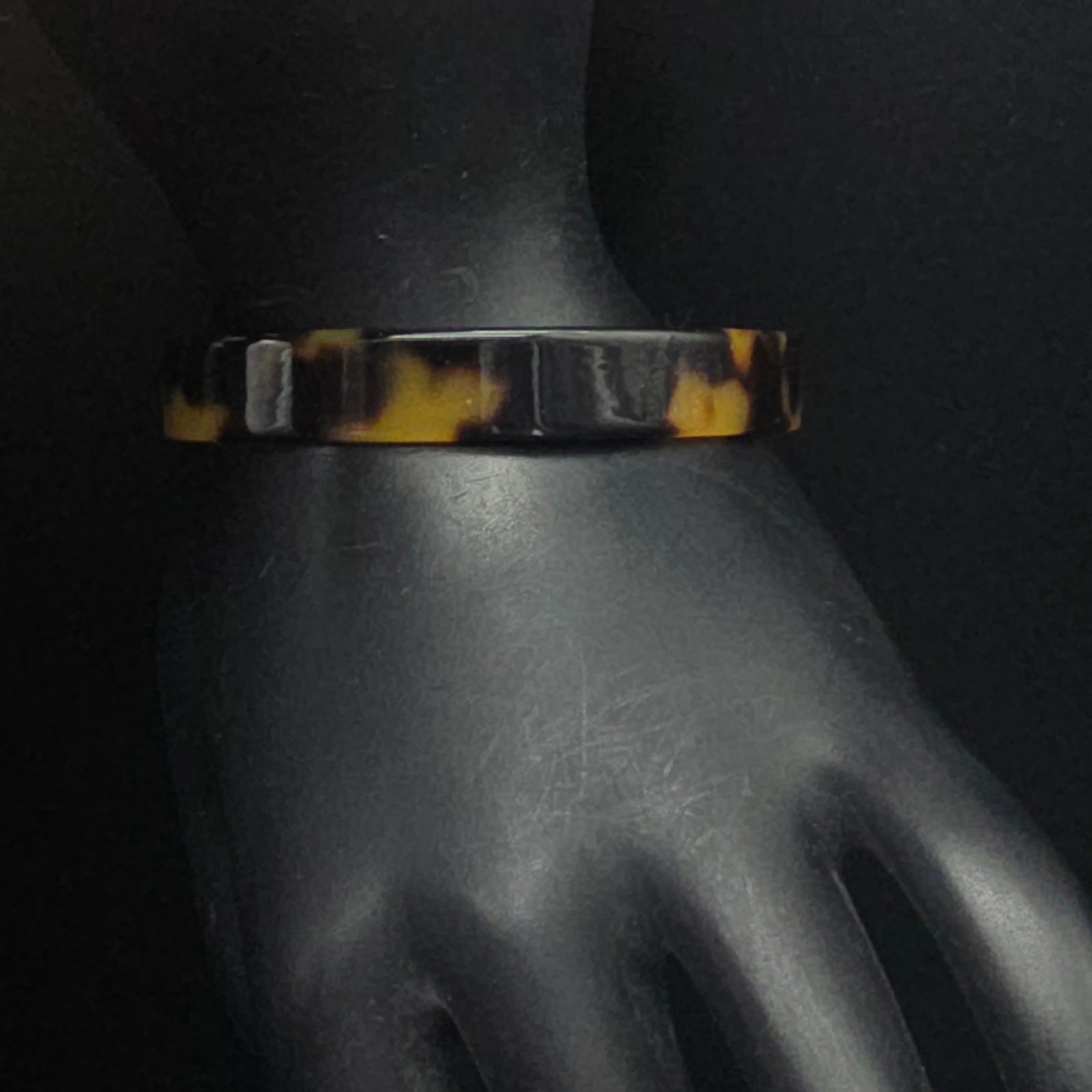 Faux Tortoise Shell Lucite Cuff Bracelet Thin Vintage Costume Jewelry NOS