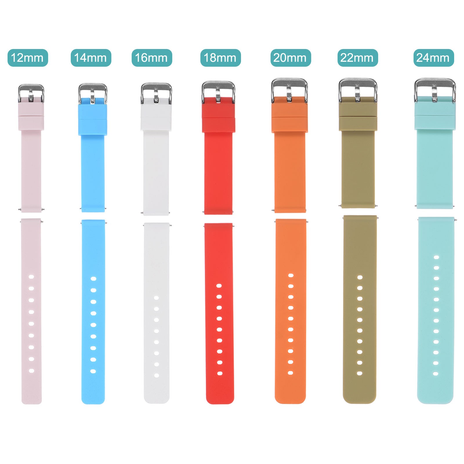 Silicone Watch Band 14mm Quick Release Soft Rubber Watch Strap Black