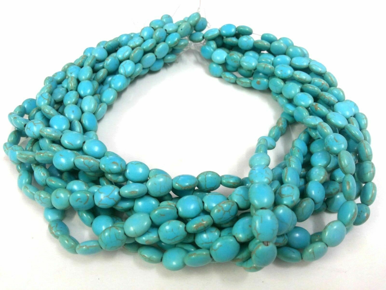 Turquoise Howlite Oval 8x10mm Smooth Beads 13″Inch 1 Strands
