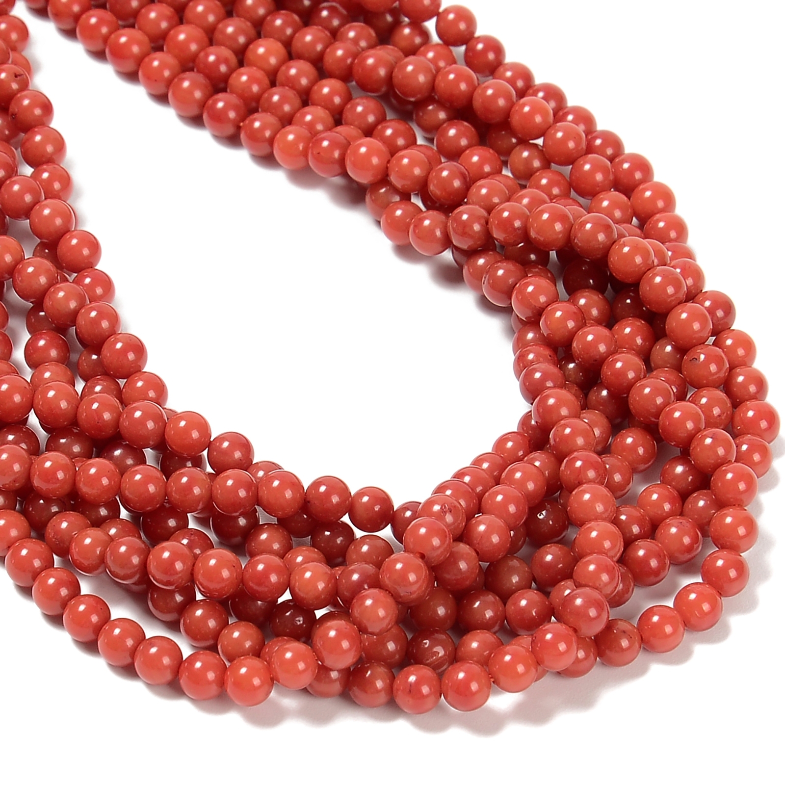 Sardinia Bamboo Coral Smooth Round Beads Size 4mm 15.5” Strand
