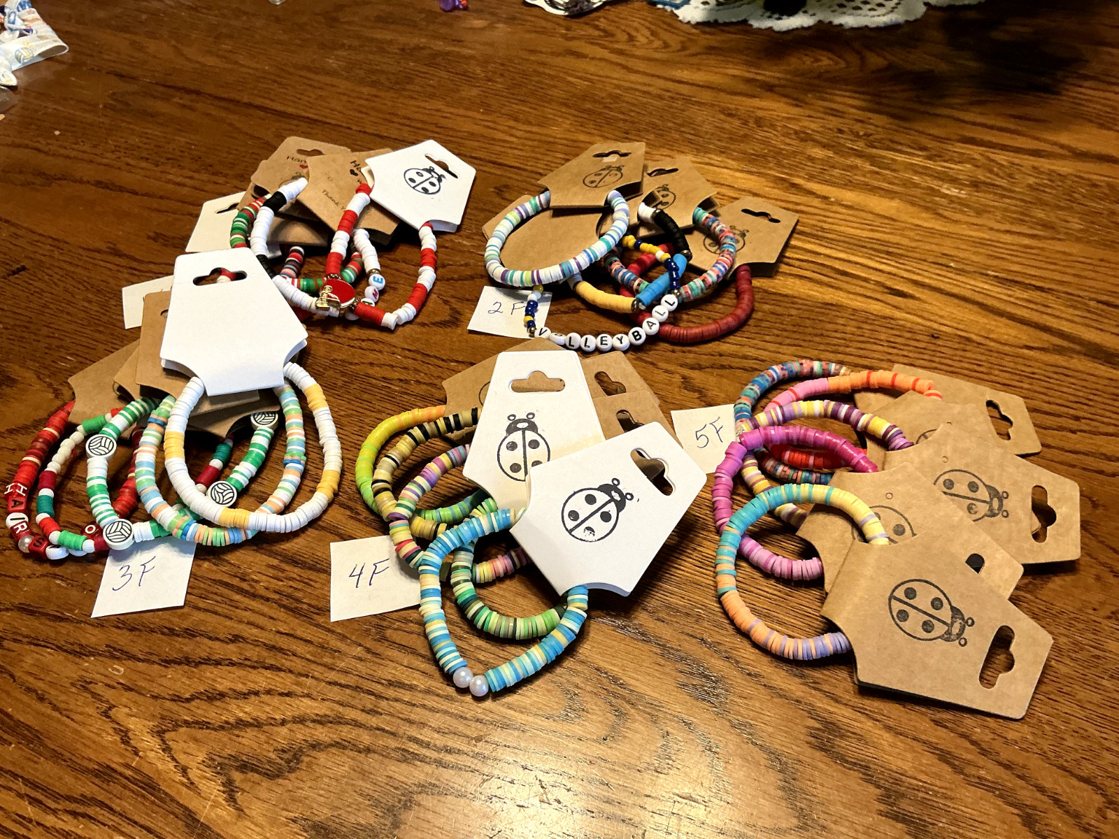Lots of Colorful 7″ Rainbow Clay Bead Bracelets – New with Tag on them – Group F