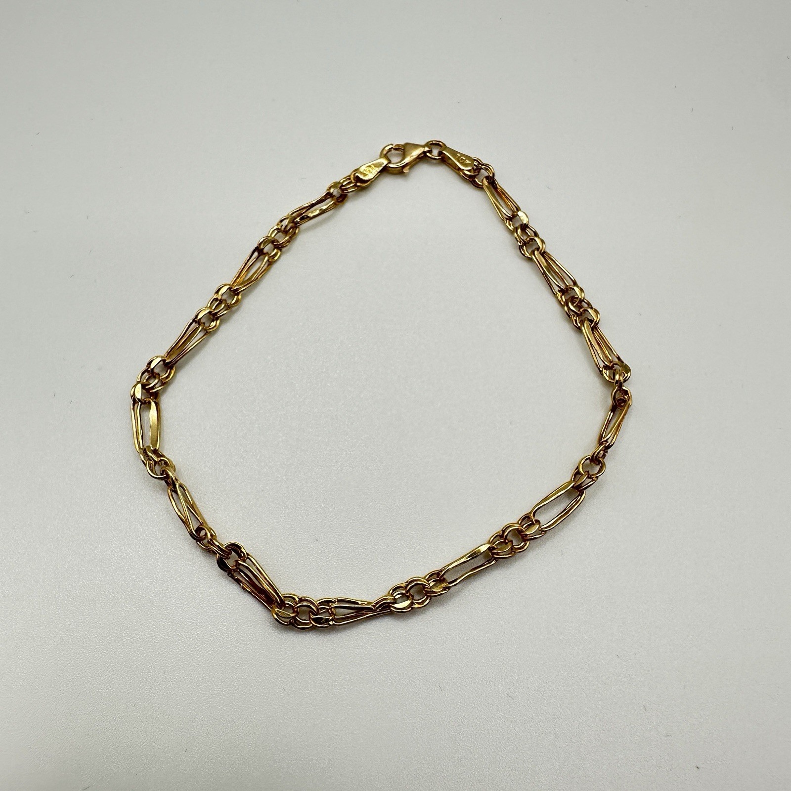10K Solid Yellow Gold 7.5” Figaro Link Bracelet RL Peru 1.23g