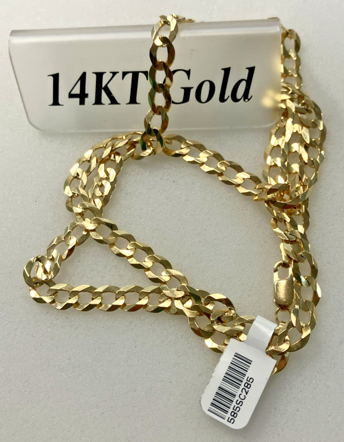 14kt Real Gold Solid Curb Link Chain 28.5grams 7.2mm 24” Brand New with Tag 14K