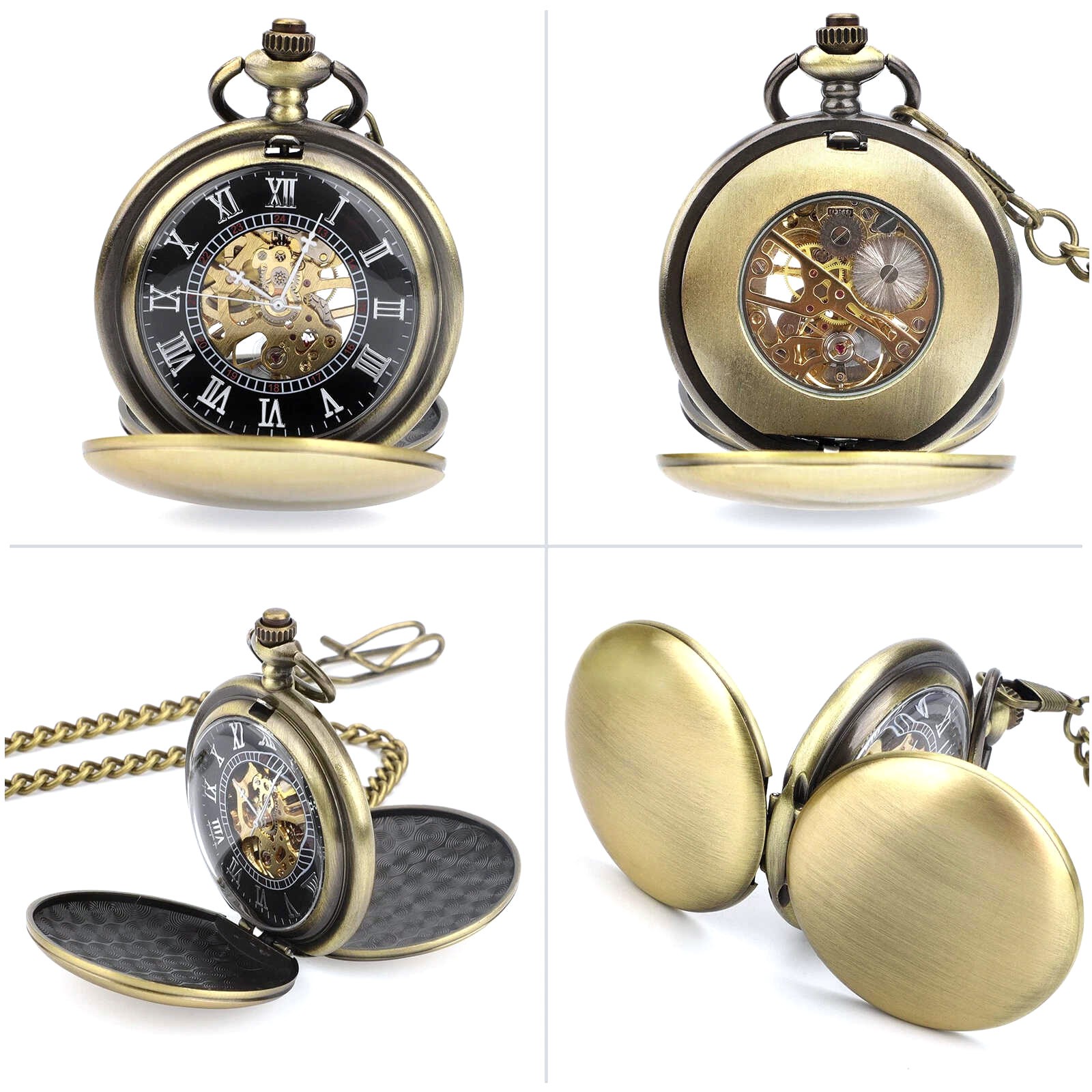0.7in Dial Thickness Men’s Mechanical Vintage Pocket Watch Ideal Gift Kit