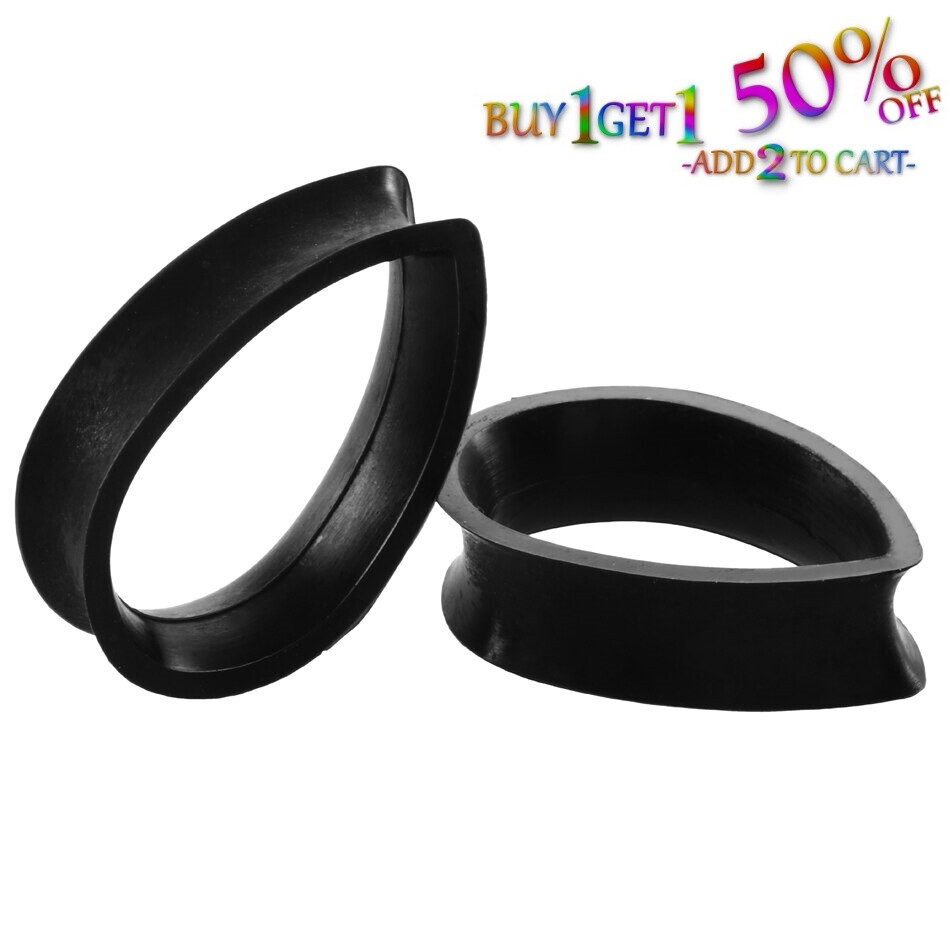 Pair 8g-50mm TEARDROP SILICONE TUNNELS Double Flare Gauges Solid Ear Plugs 2095