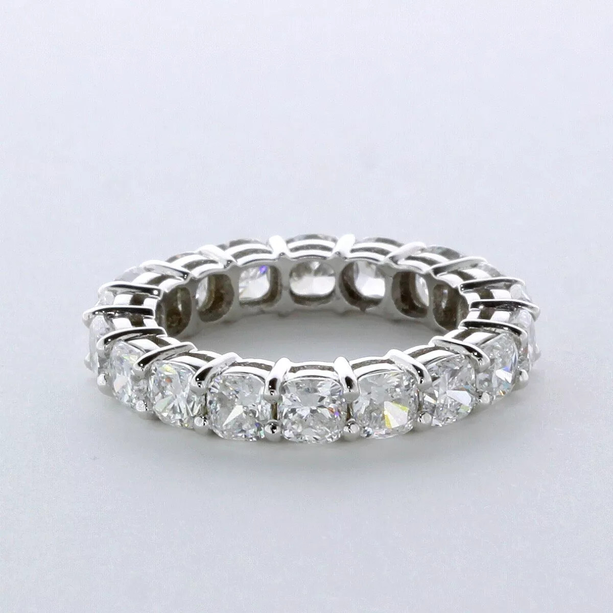 14K Gold Eternity Wedding Ring Classic 5.10 CT Cushion Lab-Grown Diamond E VVS2